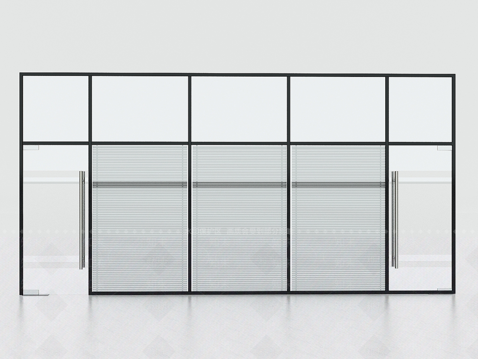 现代办公室玻璃隔断3D模型下载【ID:1117401424】