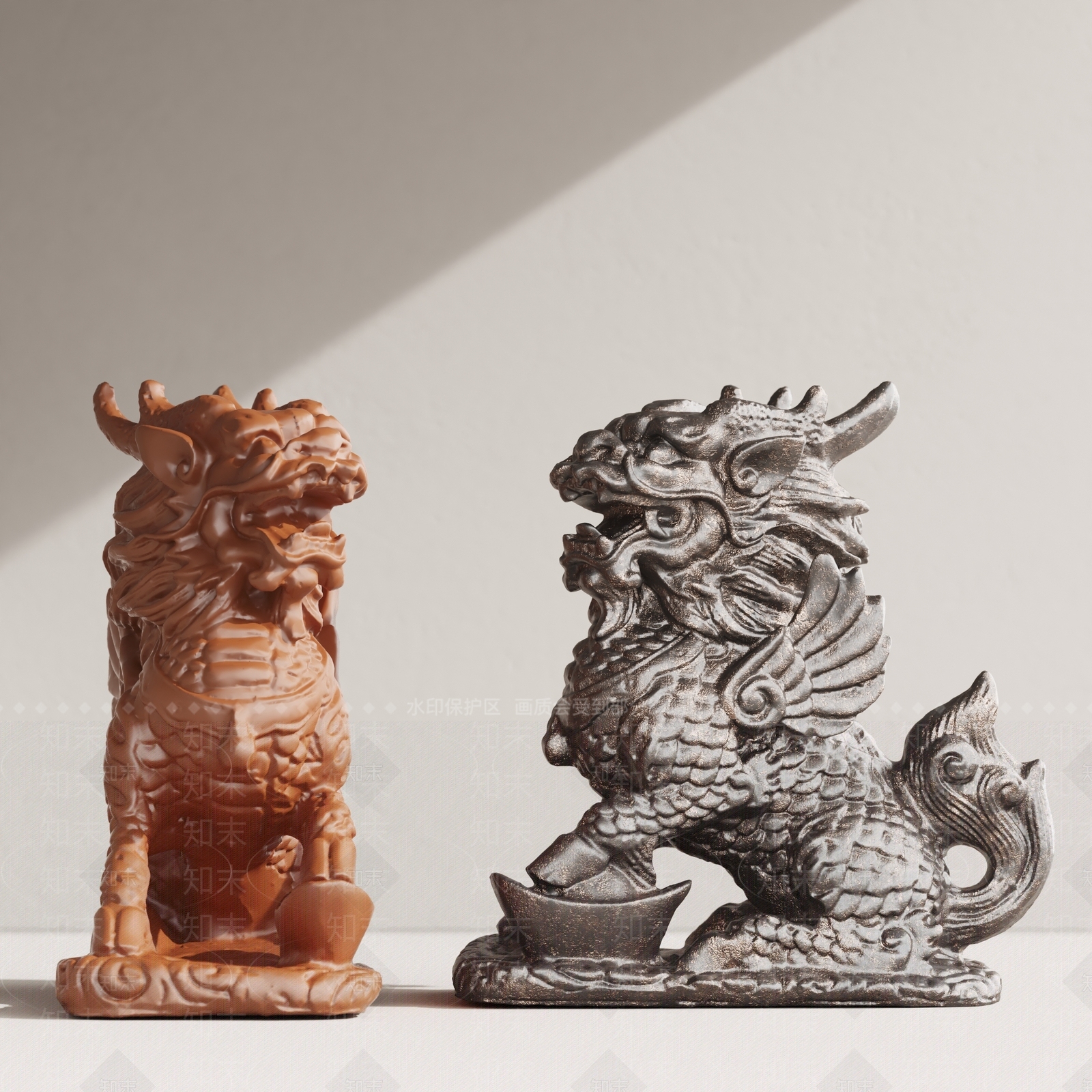 现代石狮子雕塑SU模型下载【ID:1117402931】