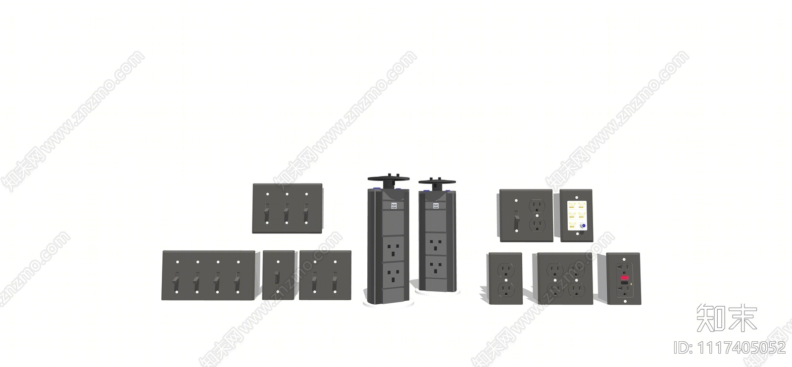 现代开关插座SU模型下载【ID:1117405052】