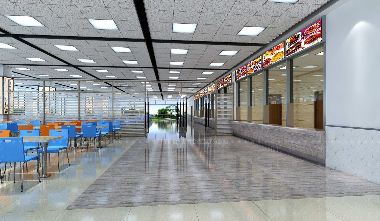 现代学校食堂3D模型下载【ID:1117411108】