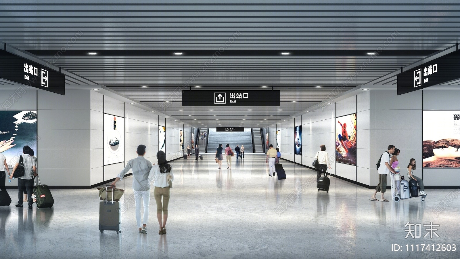 现代地铁通道3D模型下载【ID:1117412603】_知末3d模型网