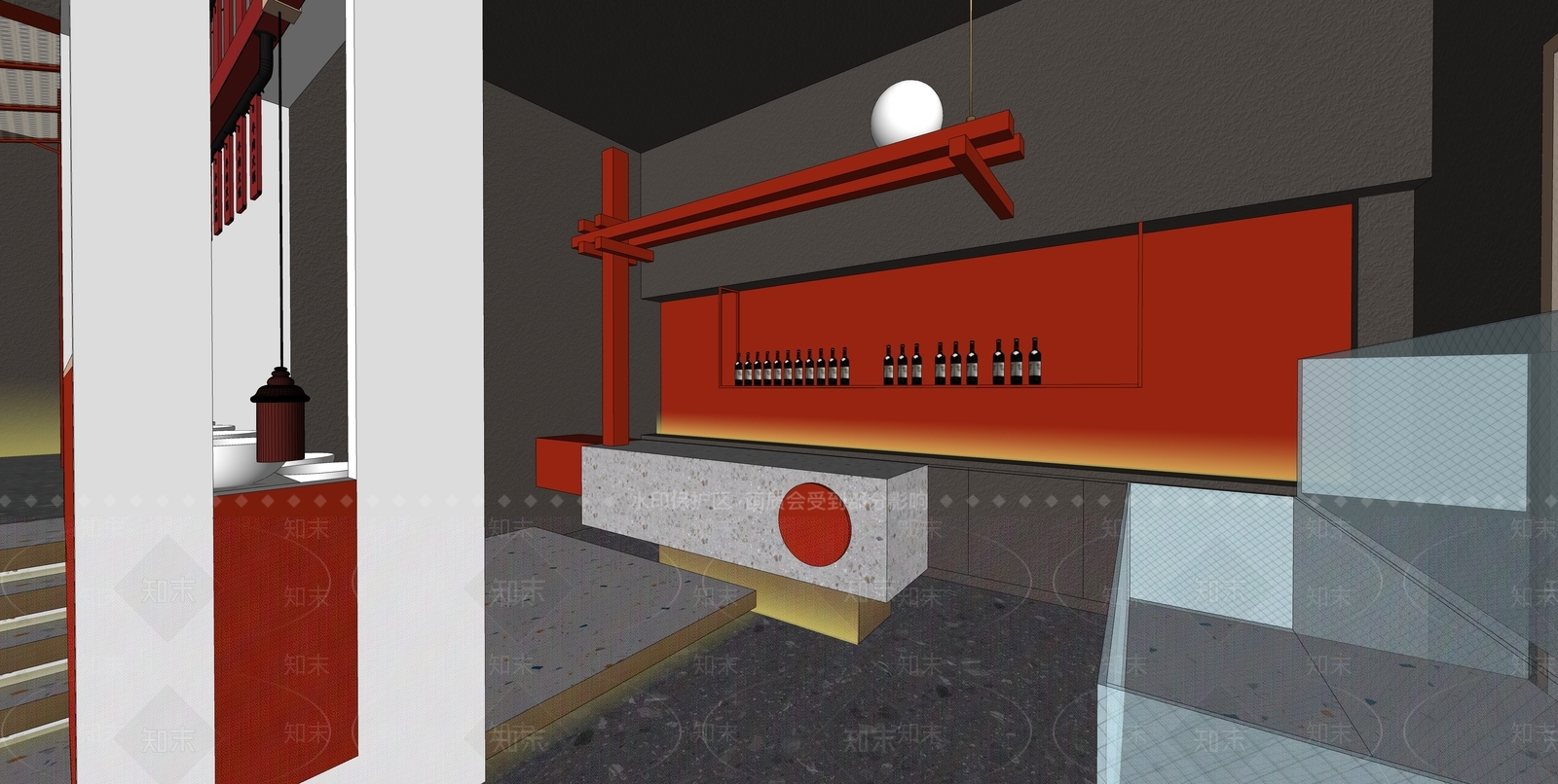 新中式极简火锅店SU模型下载【ID:1117421801】