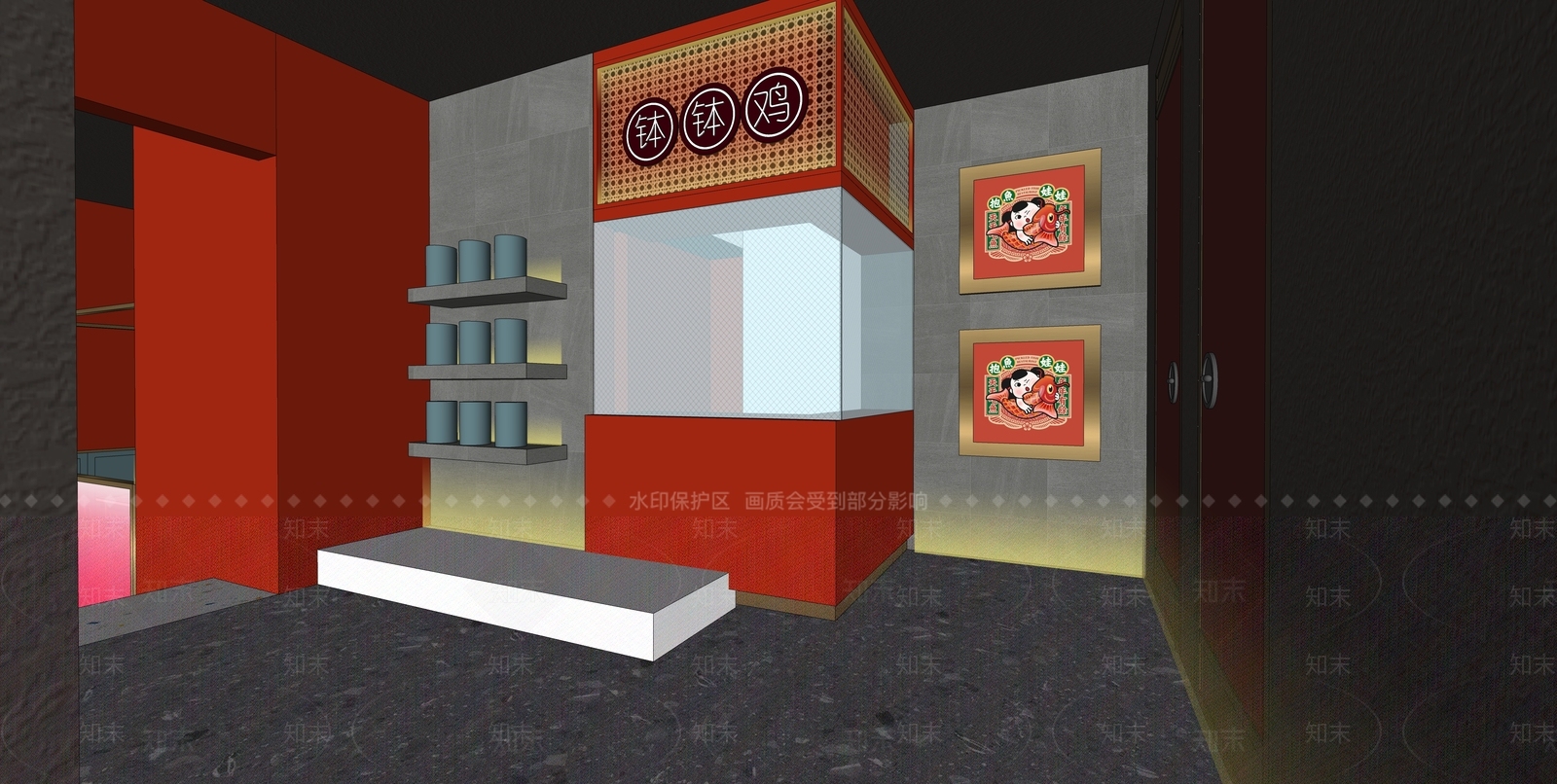 新中式极简火锅店SU模型下载【ID:1117421801】