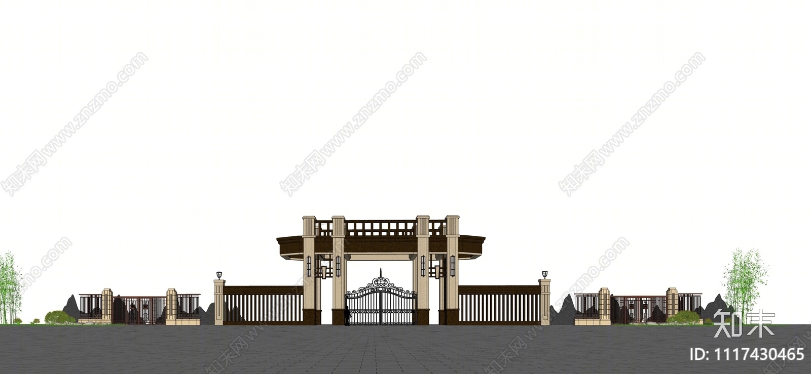 欧式小区大门SU模型下载【ID:1117430465】