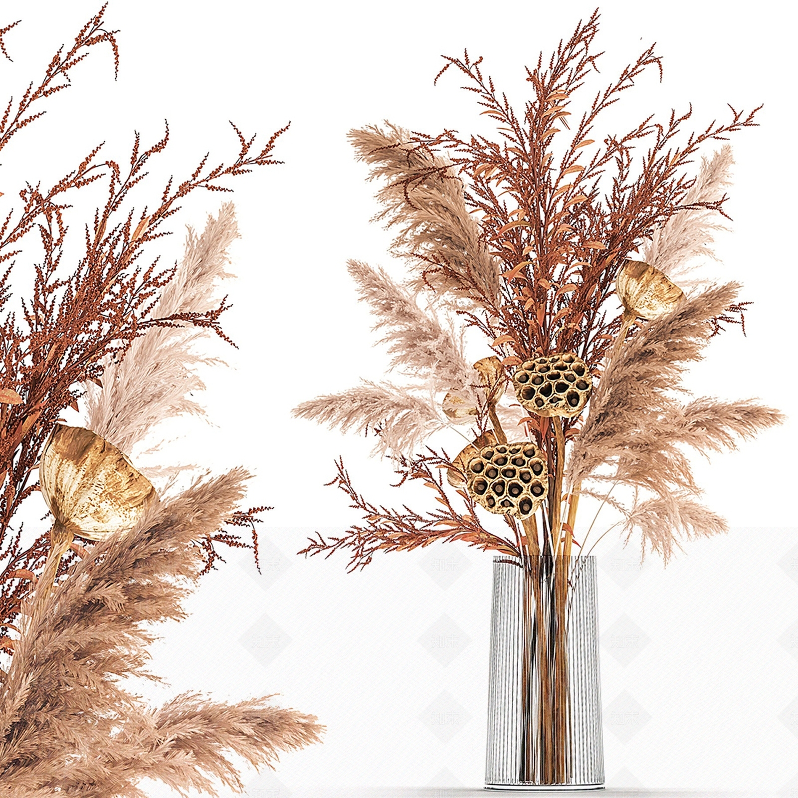 现代莲蓬干枝花瓶SU模型下载【ID:1117430528】