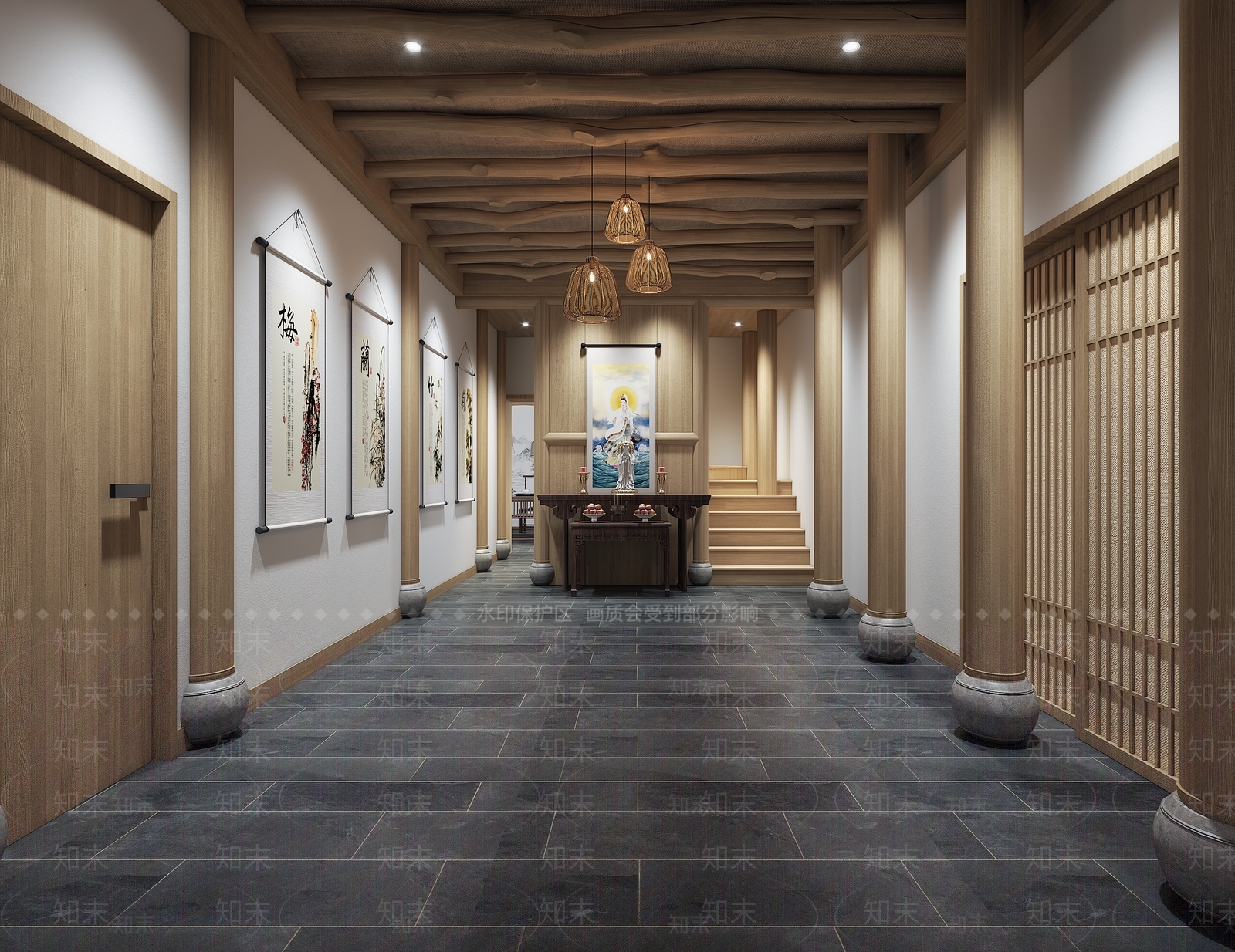 新中式民宿3D模型下载【ID:1117449400】
