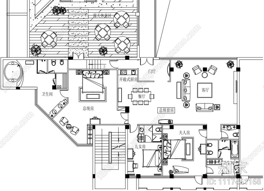 现代简约酒店总统套房普通标间施工图cad施工图下载【ID:1117451168】