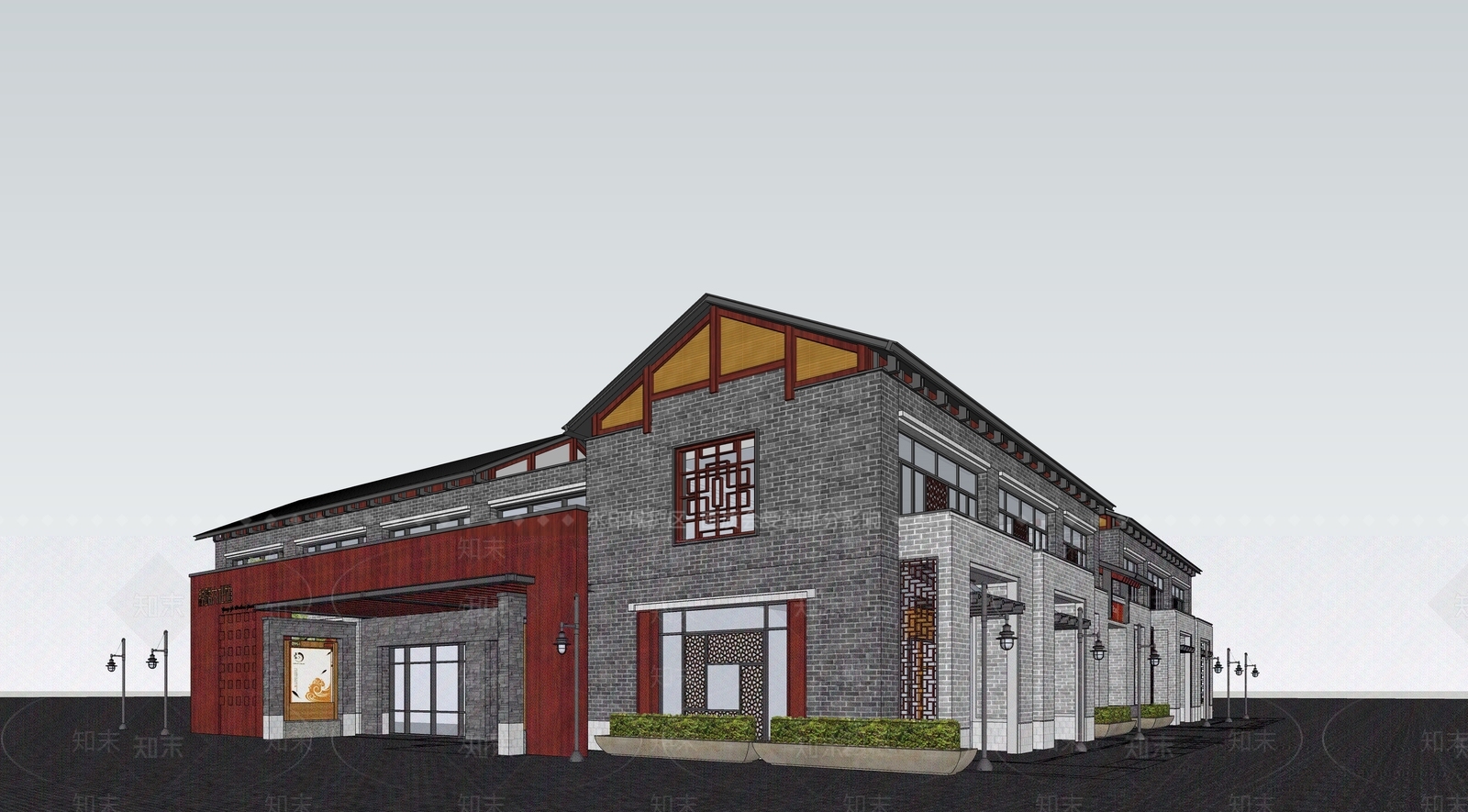 新中式文化剧场SU模型下载【ID:1117455295】