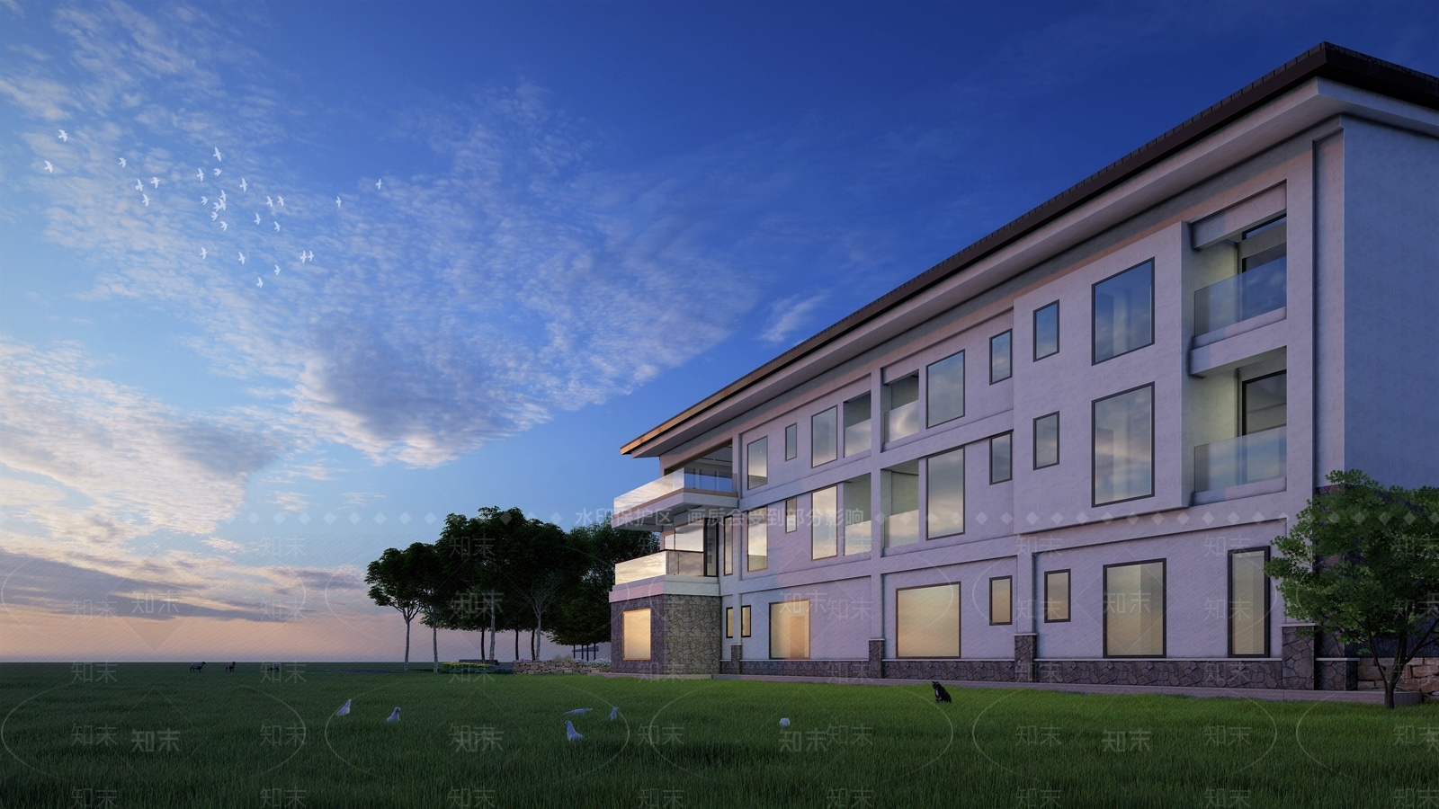中式乡村民宿SU模型下载【ID:1117457338】