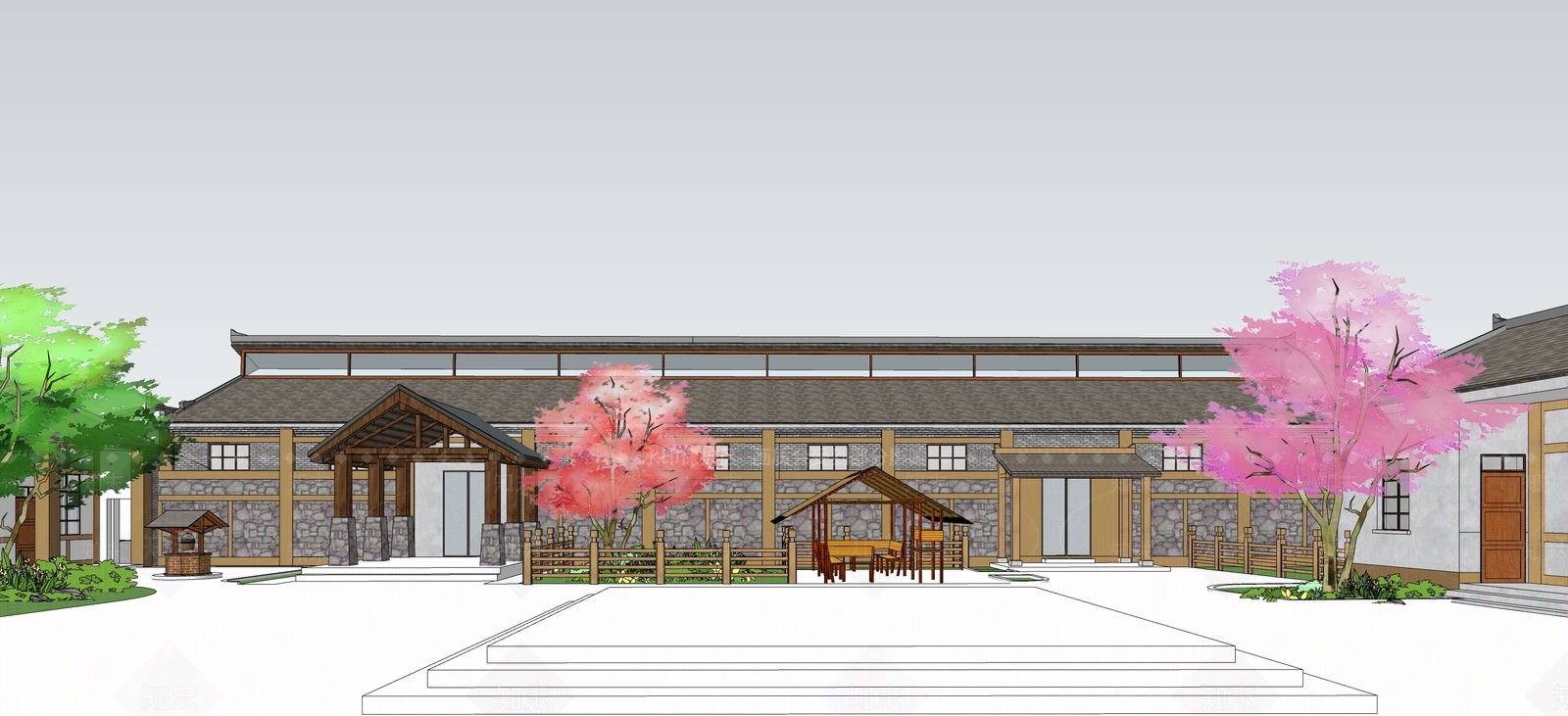 中式乡村汉代风格研学基地SU模型下载【ID:1117465301】