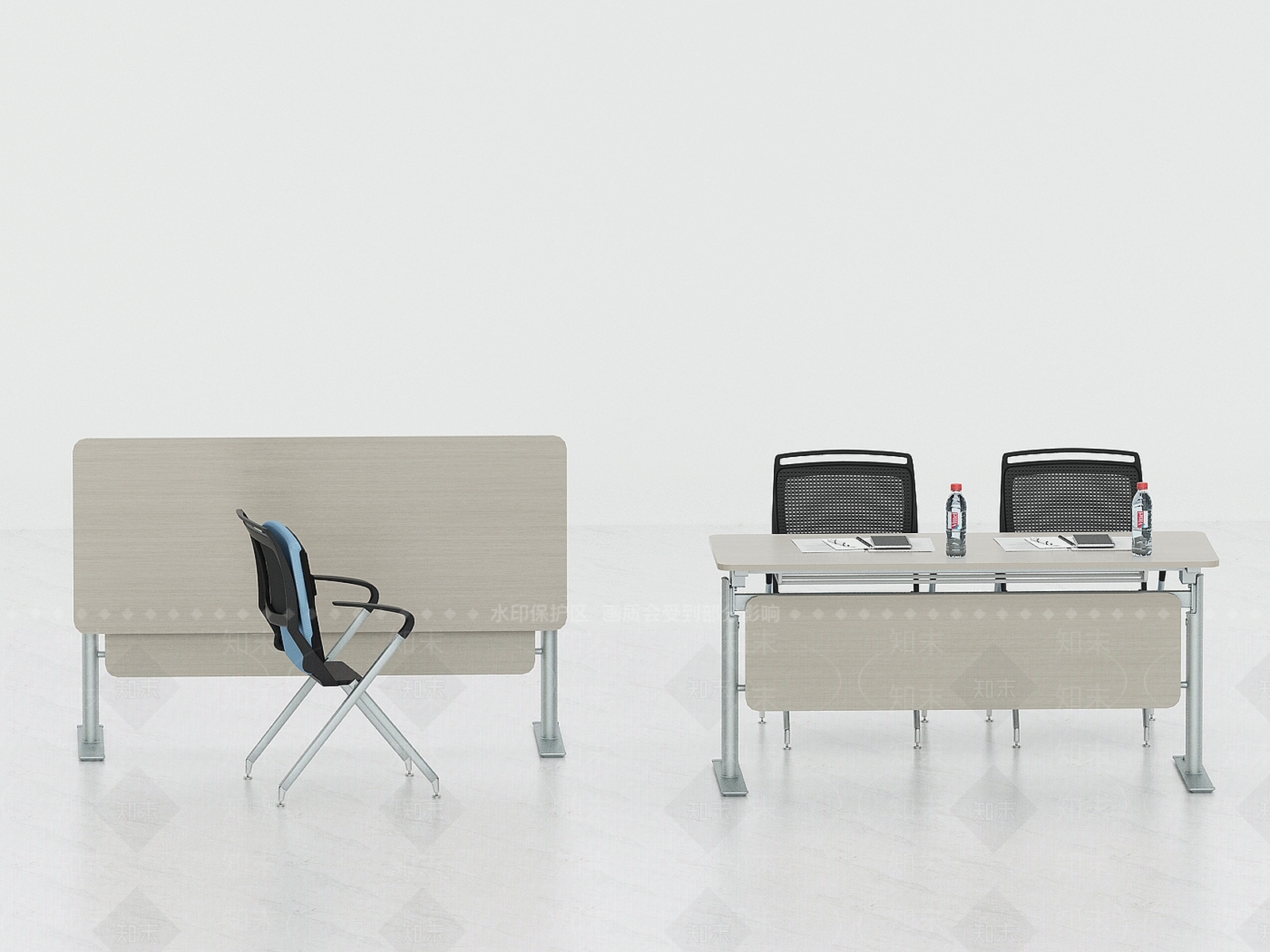 现代学校培训桌椅组合3D模型下载【ID:1117471091】