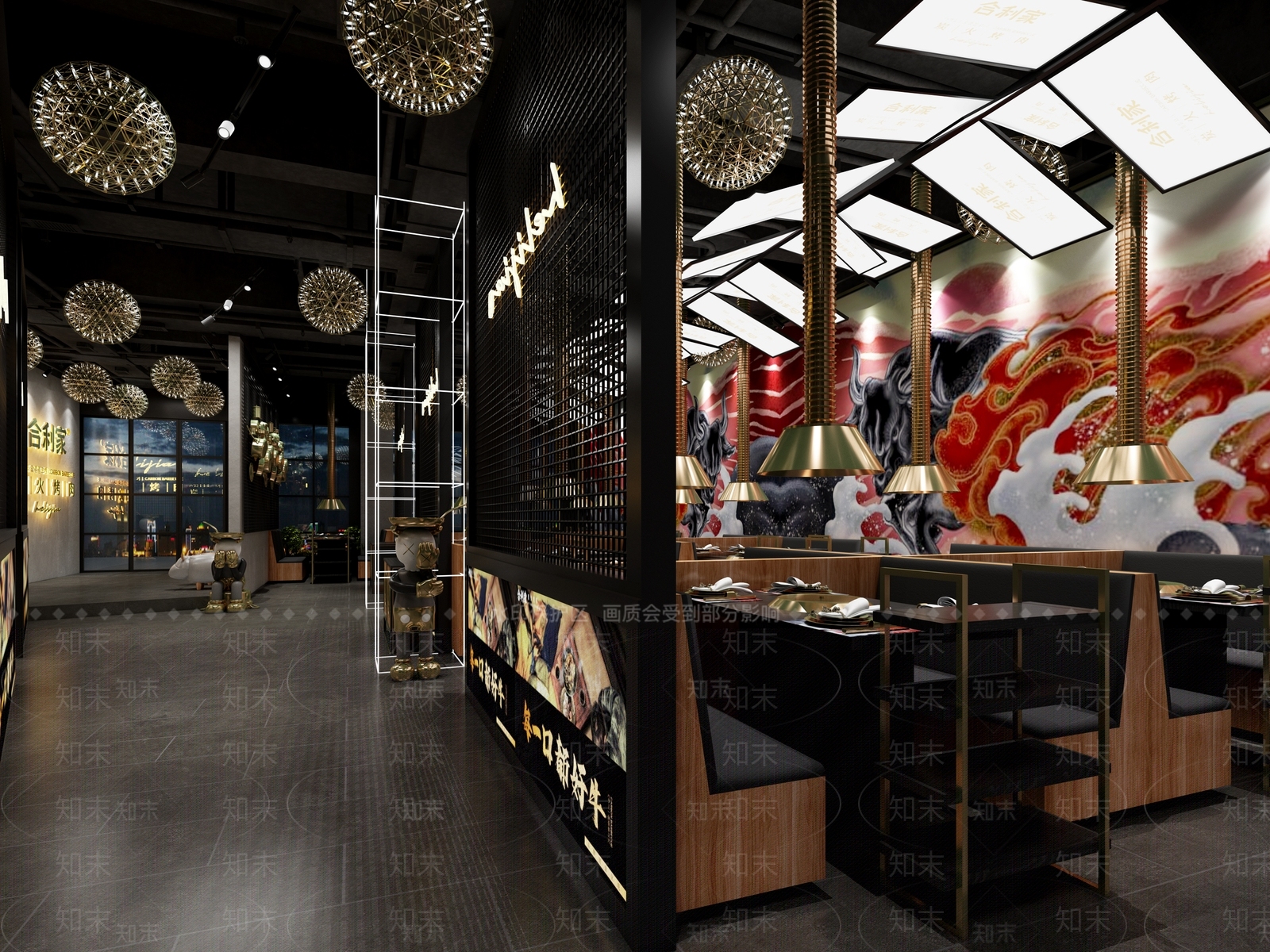 工业风烤肉店3D模型下载【ID:1117476379】
