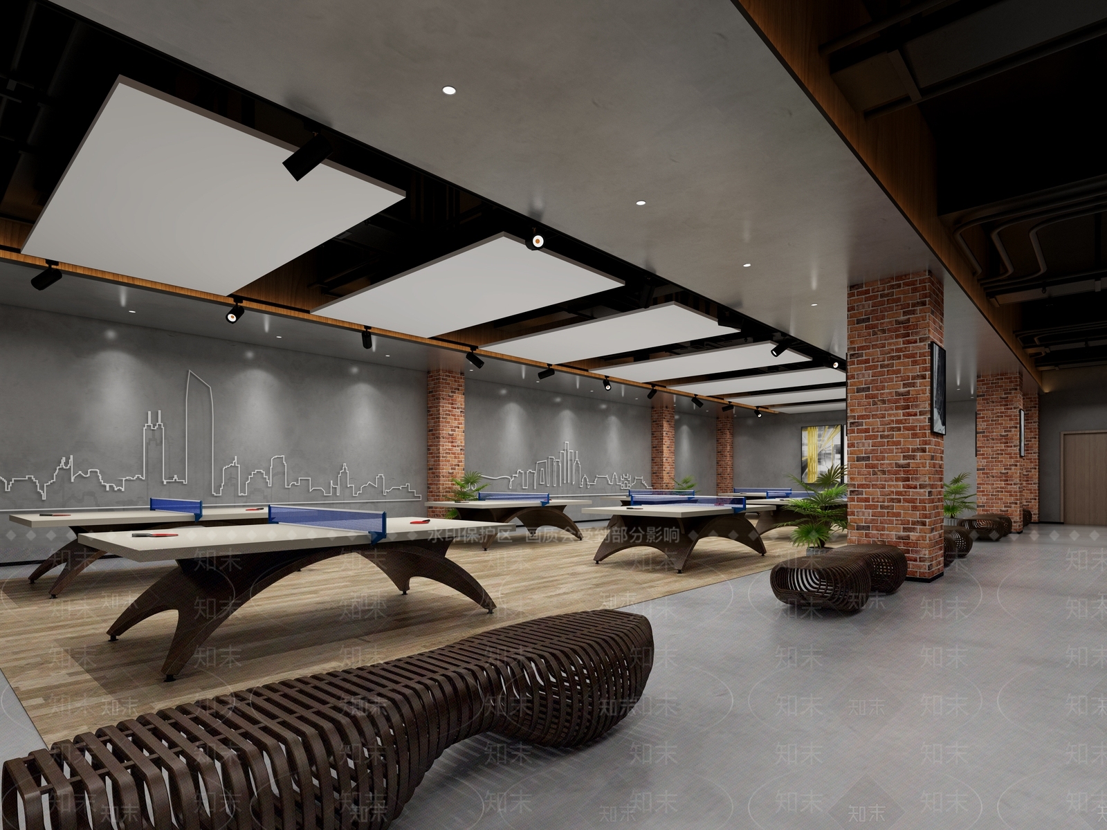 工业风台球室3D模型下载【ID:1117482461】