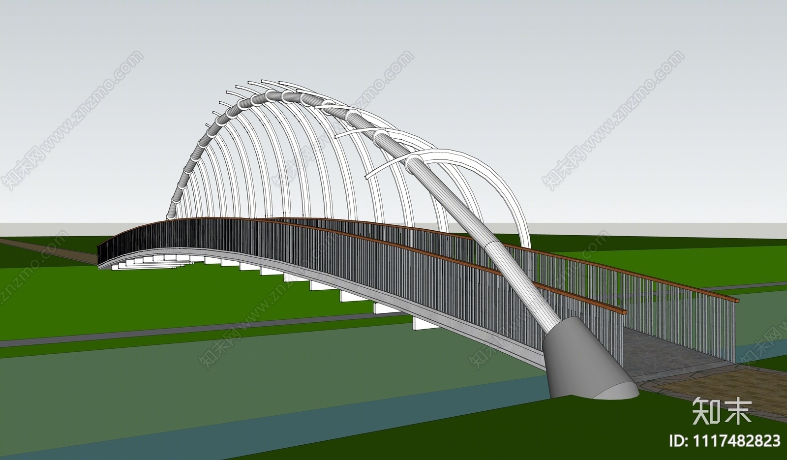 现代景观人行桥SU模型下载【ID:1117482823】