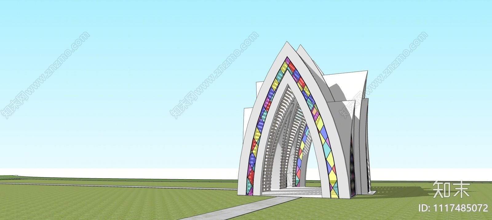 现代教堂建筑SU模型下载【ID:1117485072】