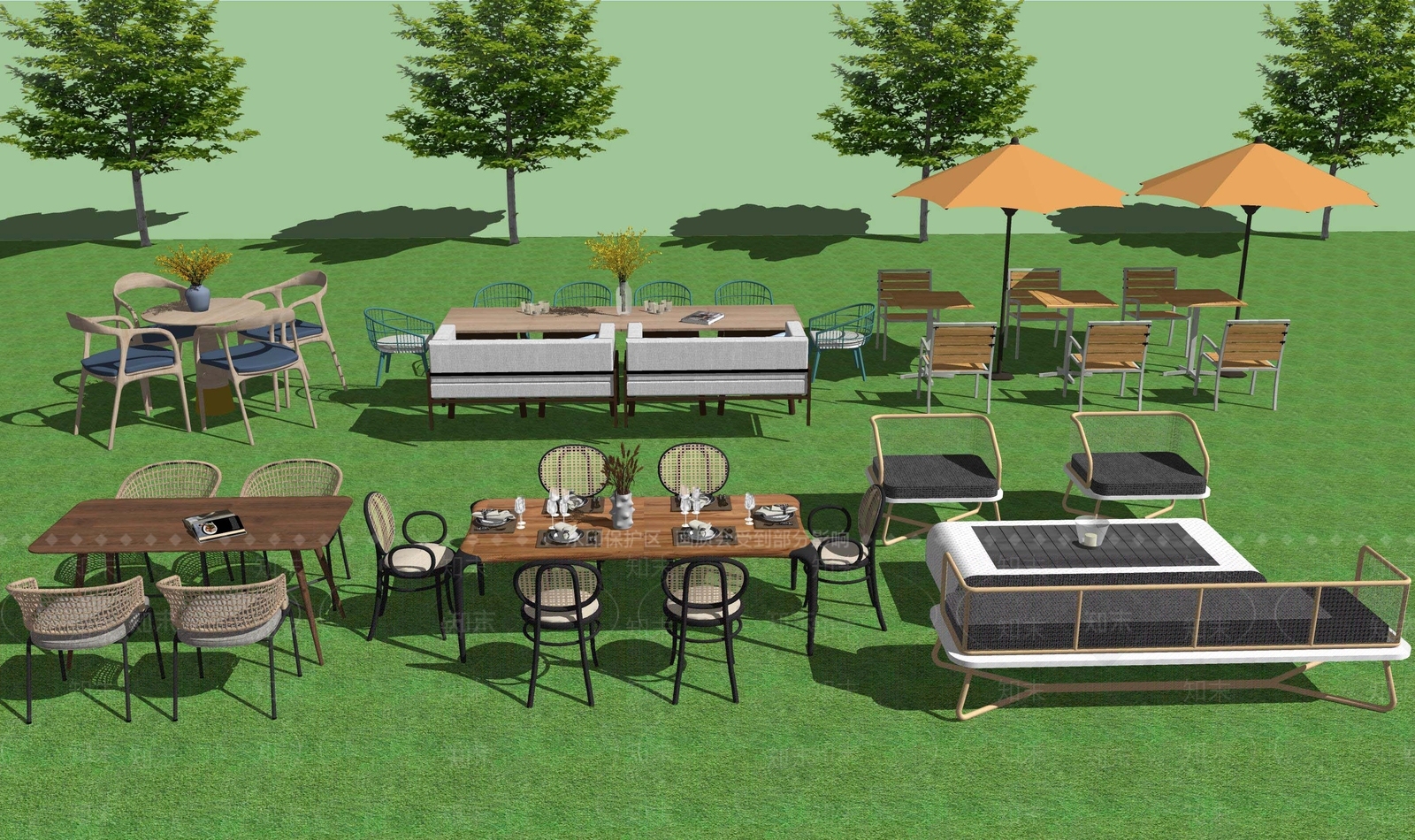 现代餐桌椅子SU模型下载【ID:1116767024】