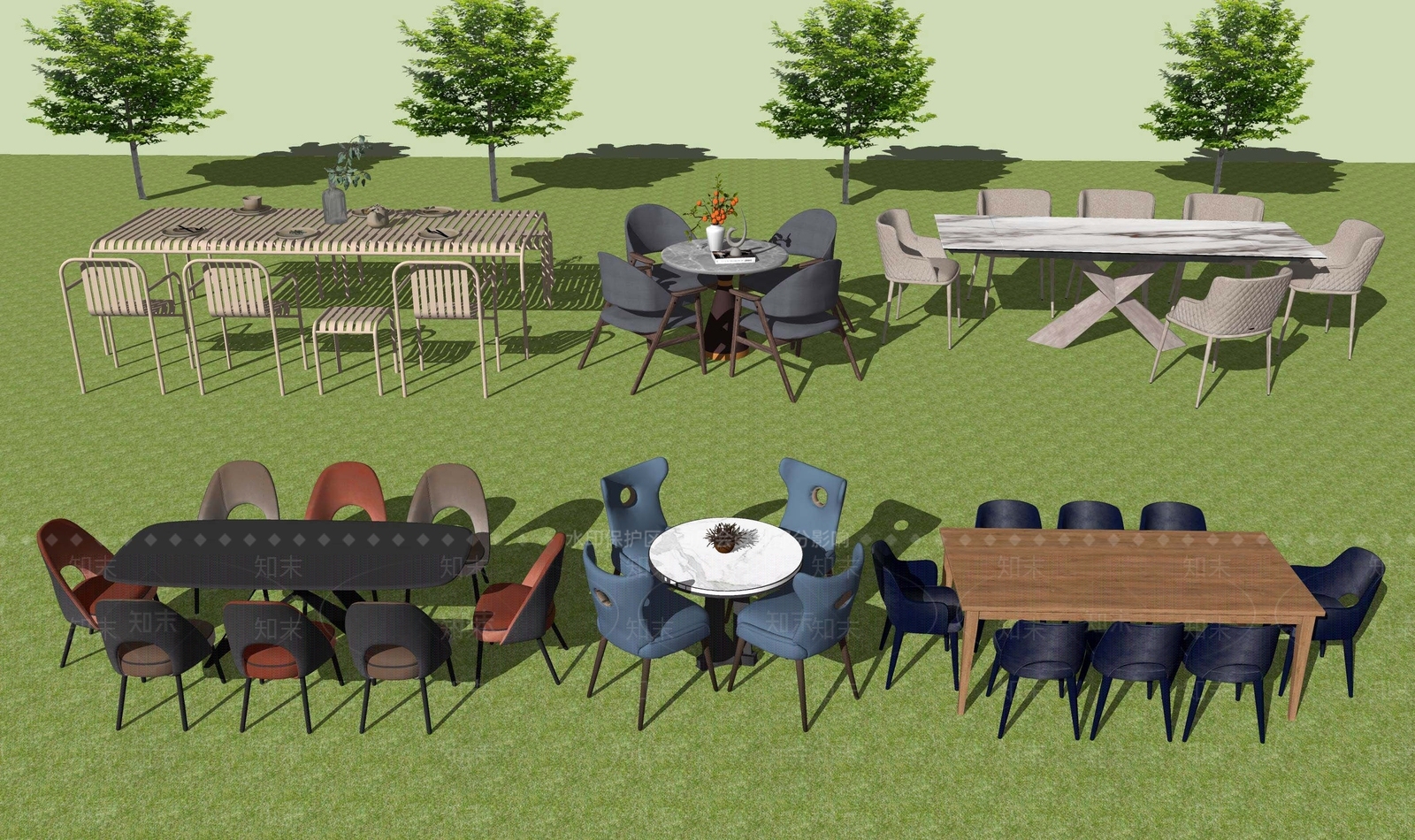 现代餐桌椅子SU模型下载【ID:1116766918】