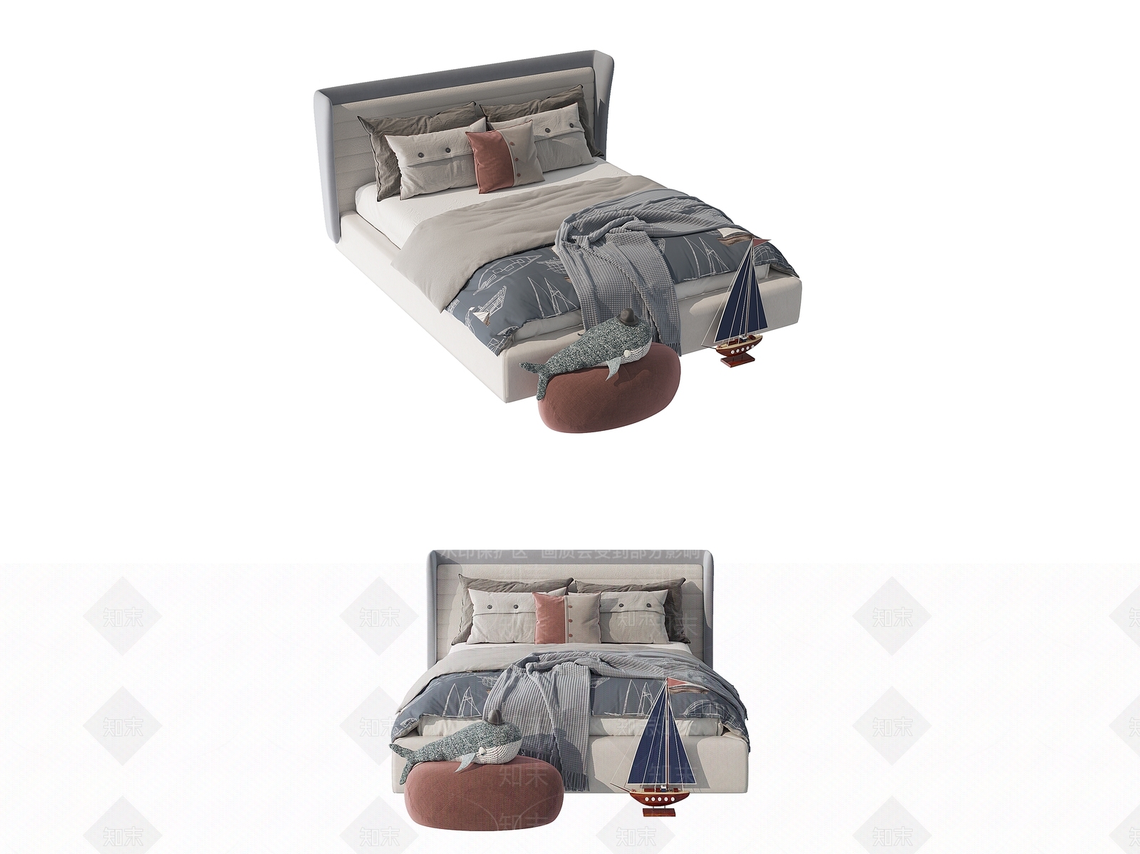 现代儿童床3D模型下载【ID:1117489122】