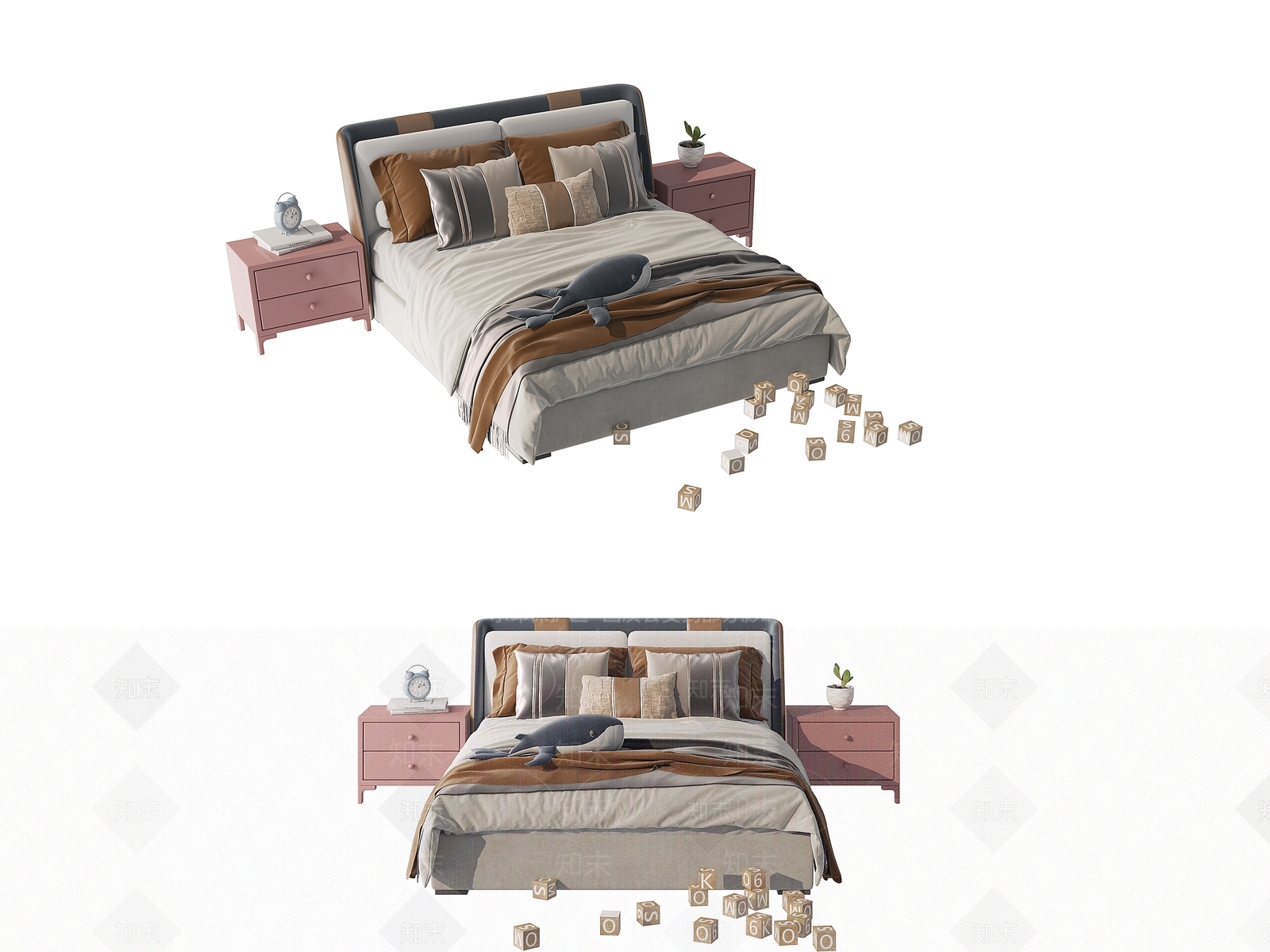 现代儿童床3D模型下载【ID:1117489106】