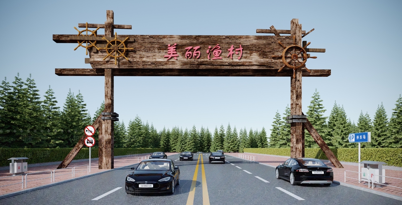 新中式大门入口3D模型下载【ID:1117489580】