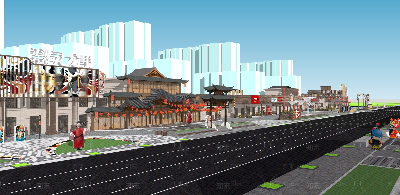 中式商业街SU模型下载【ID:1117489735】