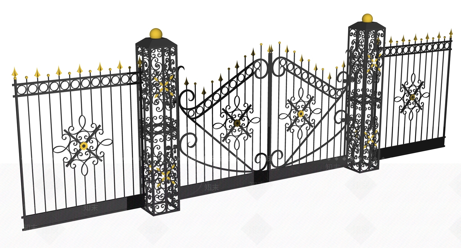 欧式铁艺大门SU模型下载【ID:1117491700】