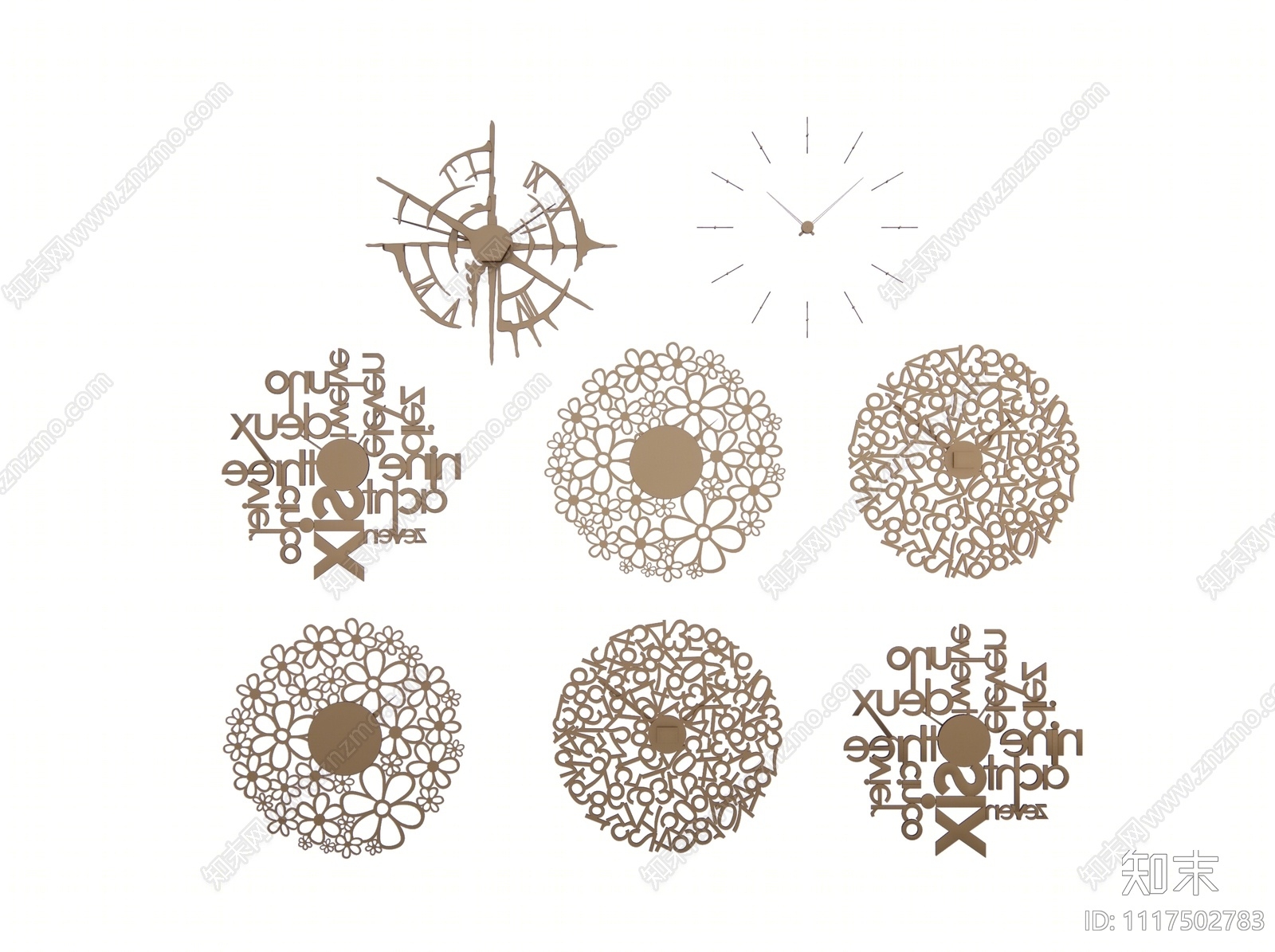 现代钟表挂饰装饰品SU模型下载【ID:1117502783】