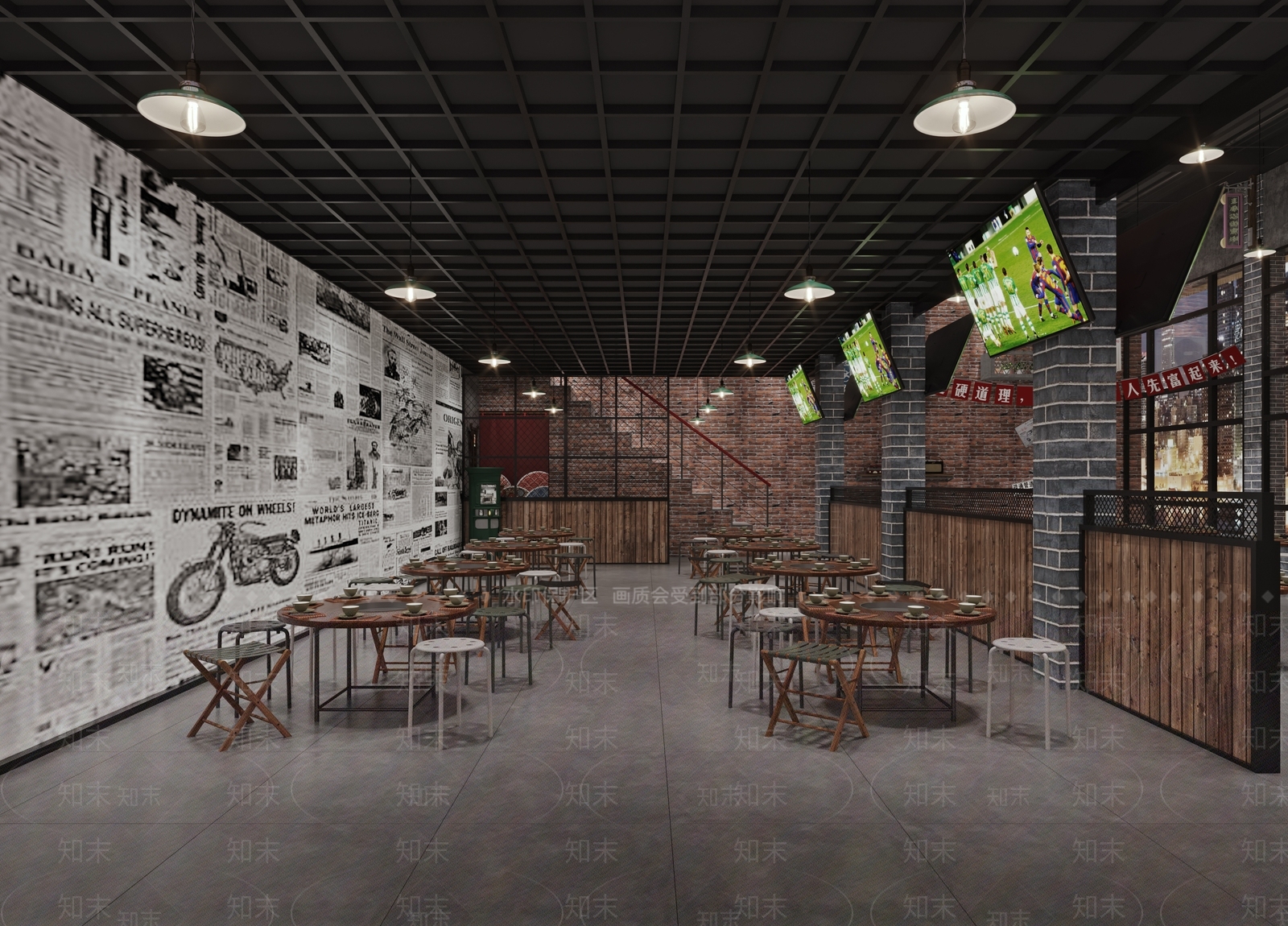 工业风复古风火锅店3D模型下载【ID:1117510021】