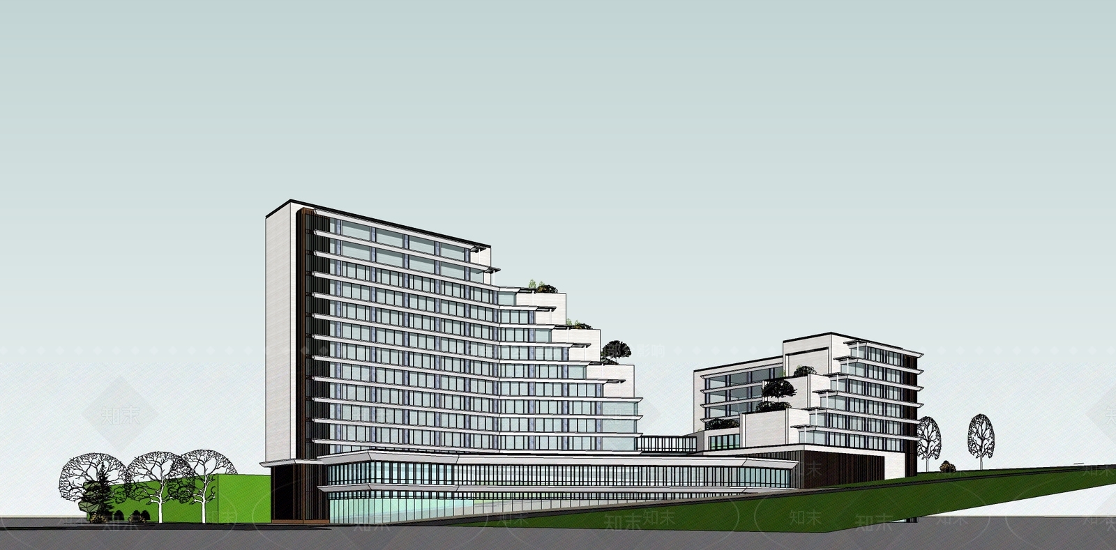 现代医疗建筑SU模型下载【ID:1117511065】