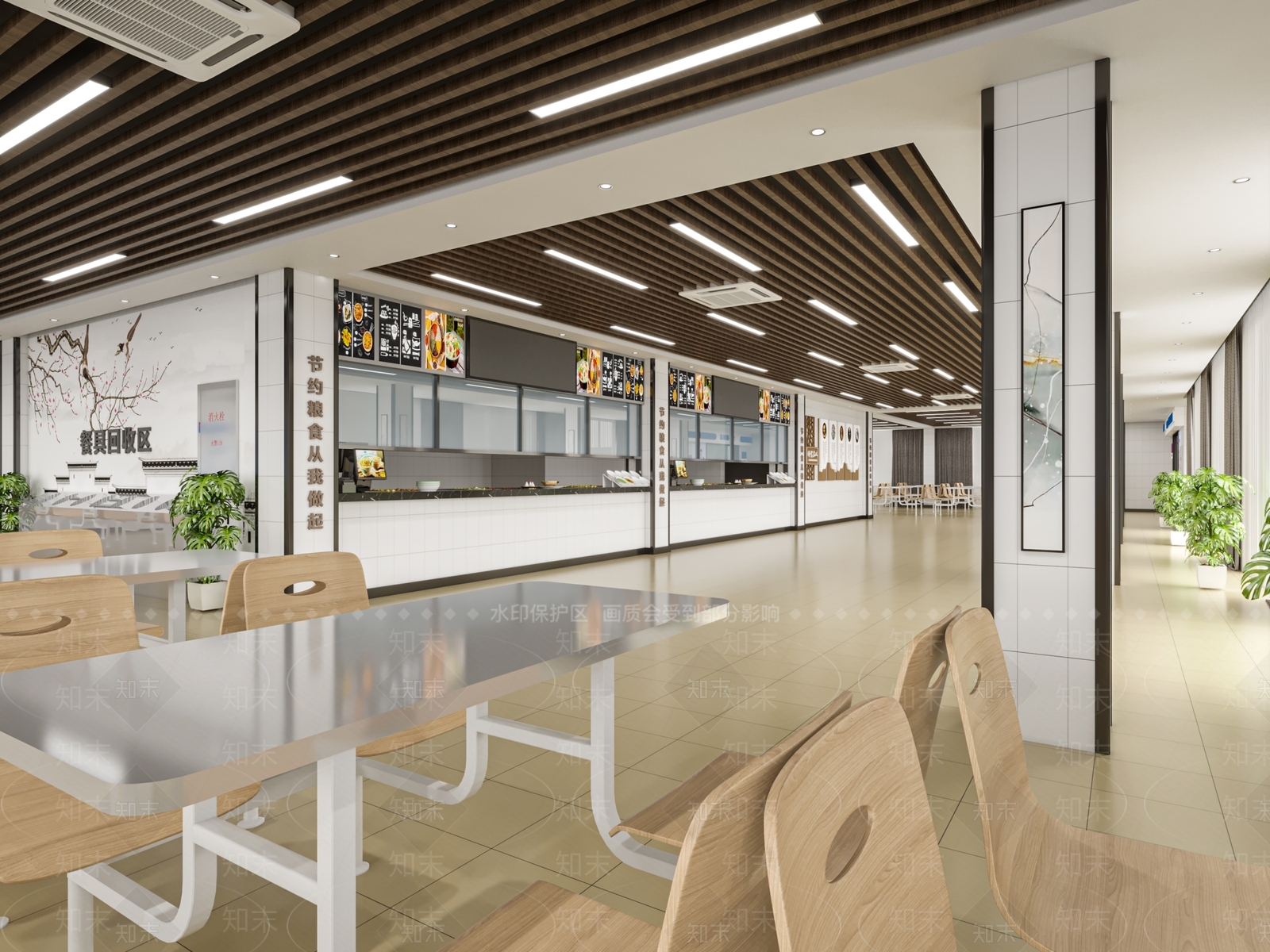 现代员工食堂3D模型下载【ID:1117519023】