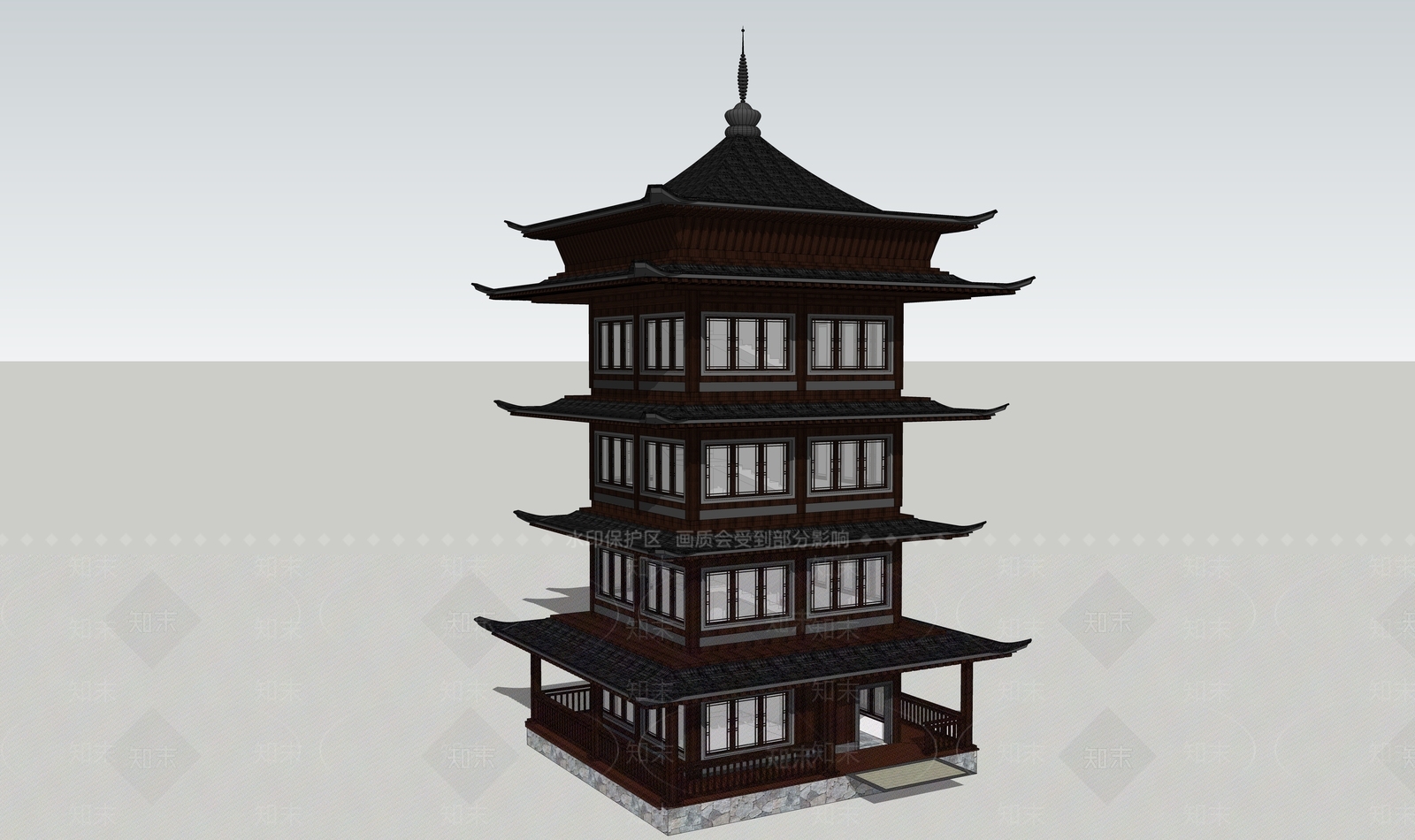 中式塔SU模型下载【ID:1117518339】