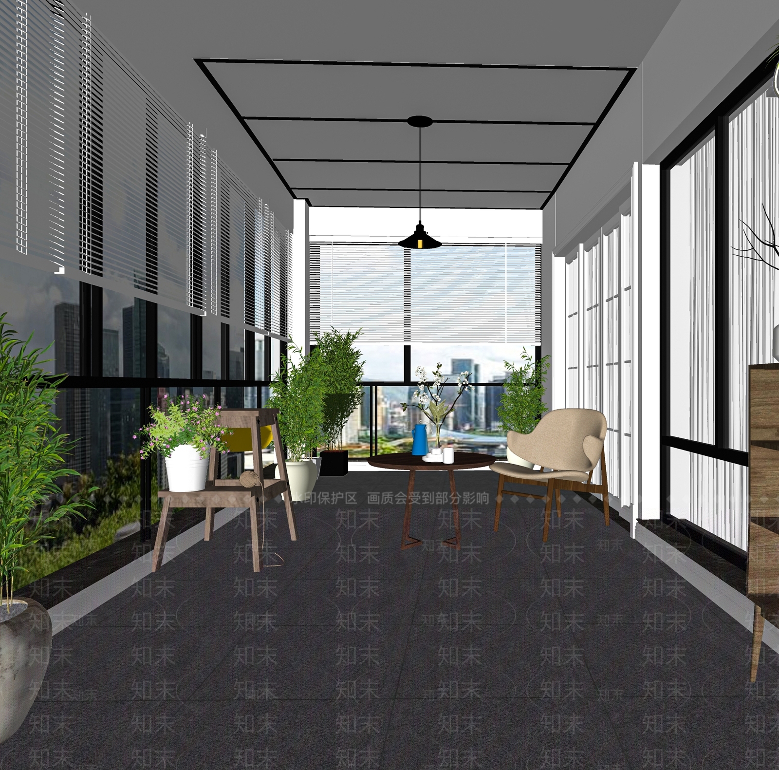 现代家居阳台SU模型下载【ID:1117519604】