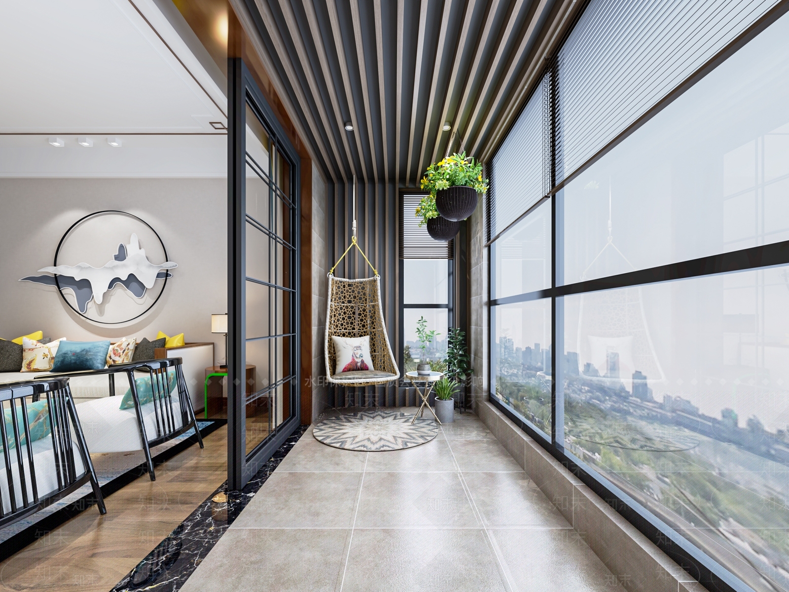 现代家居阳台SU模型下载【ID:1117520532】