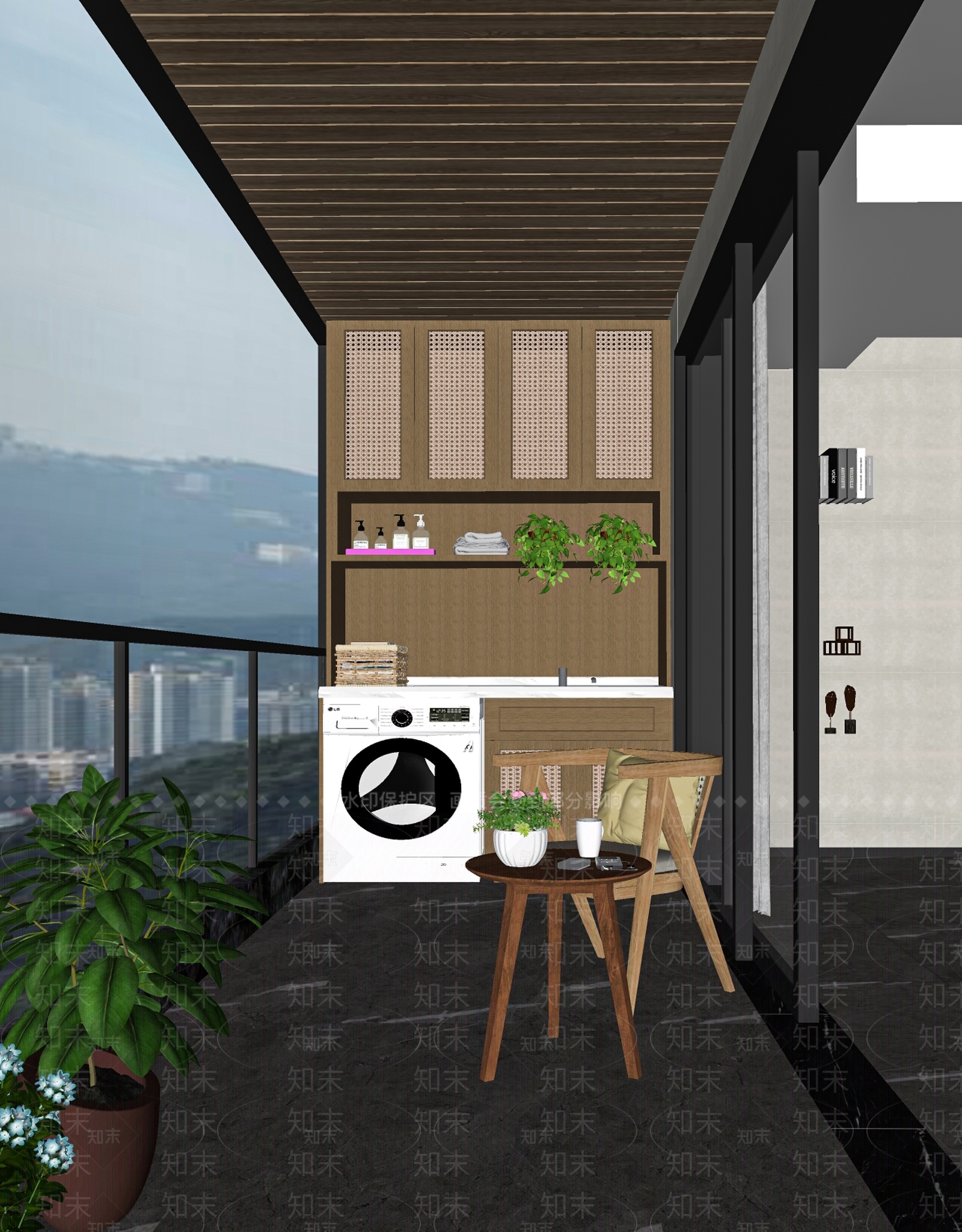 北欧家居阳台SU模型下载【ID:1117520707】