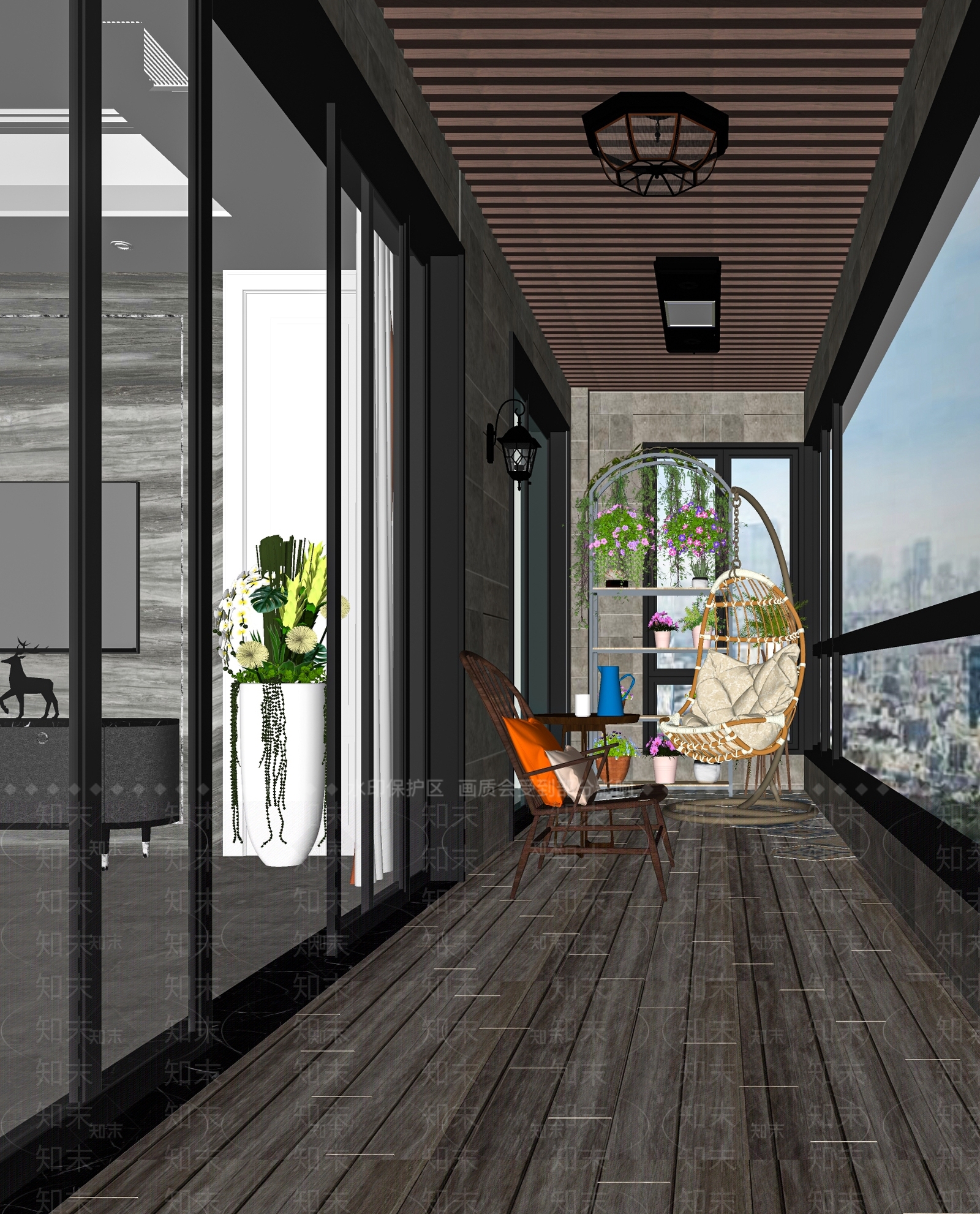 现代家居阳台SU模型下载【ID:1117520801】