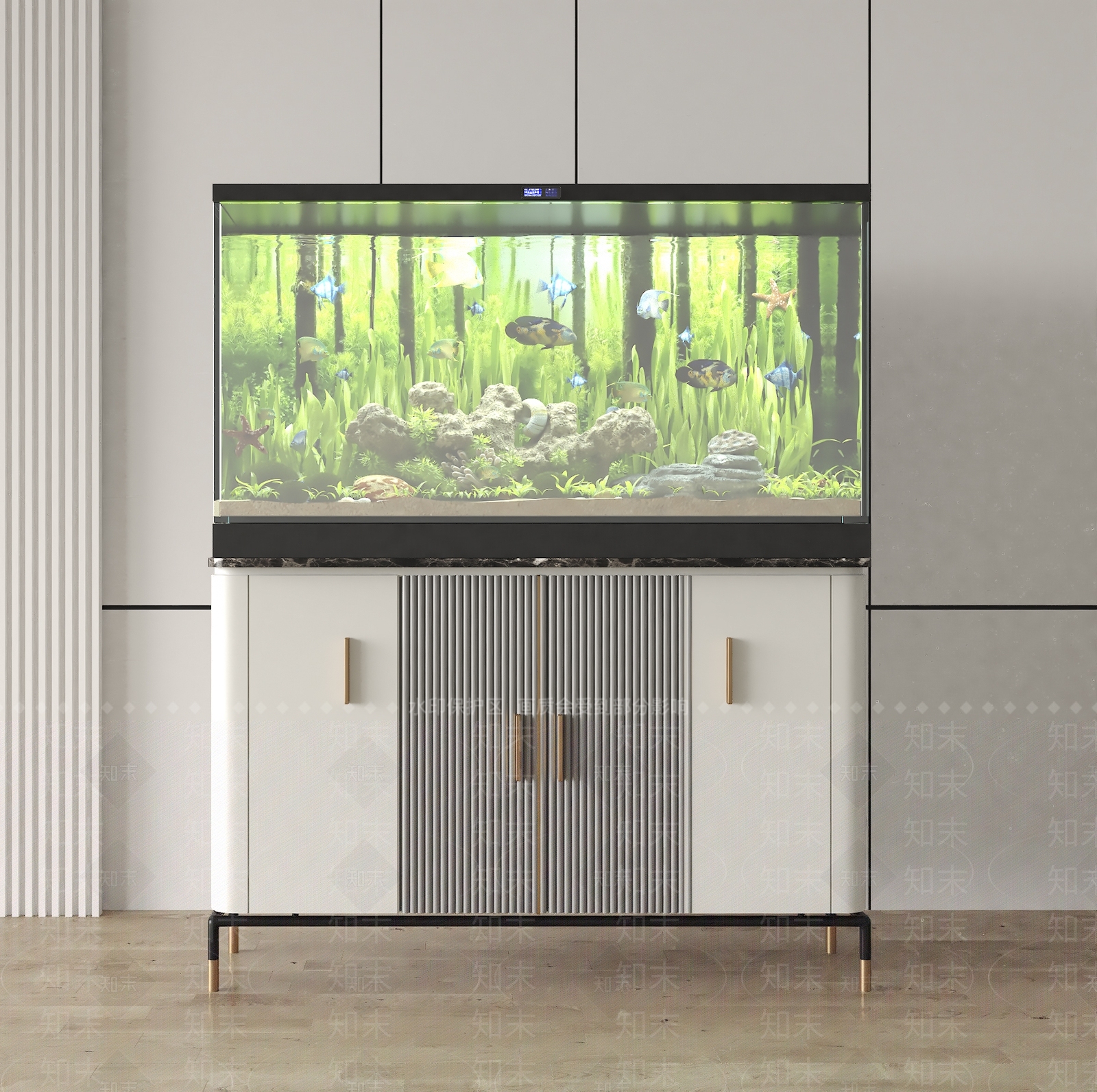 现代鱼缸水族3D模型下载【ID:1117522563】