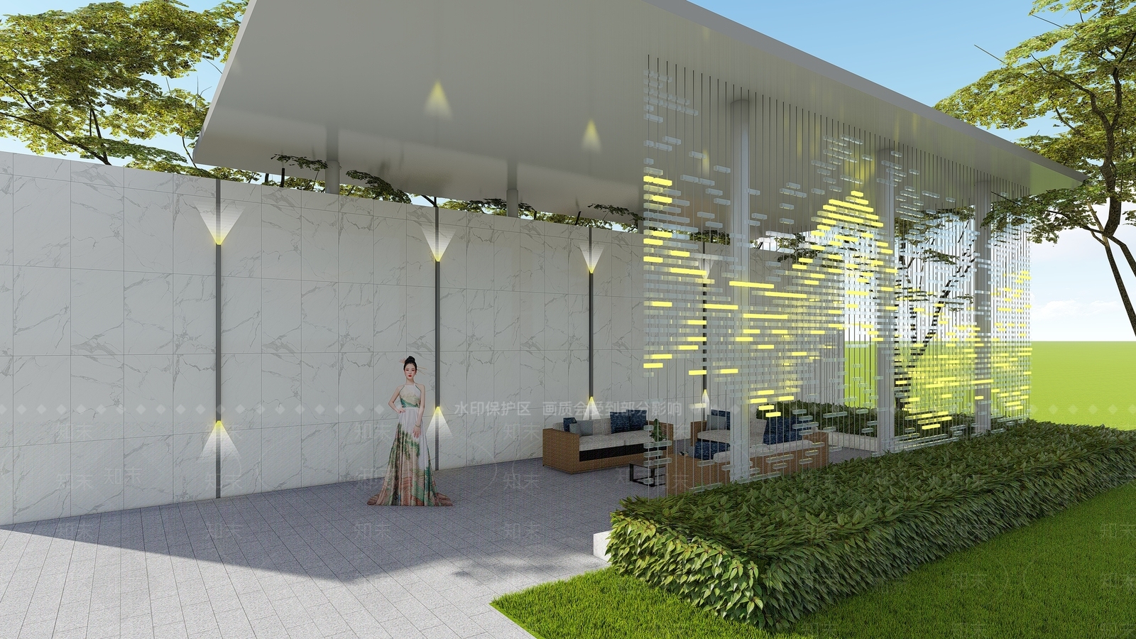 现代方形廊架SU模型下载【ID:1117524352】