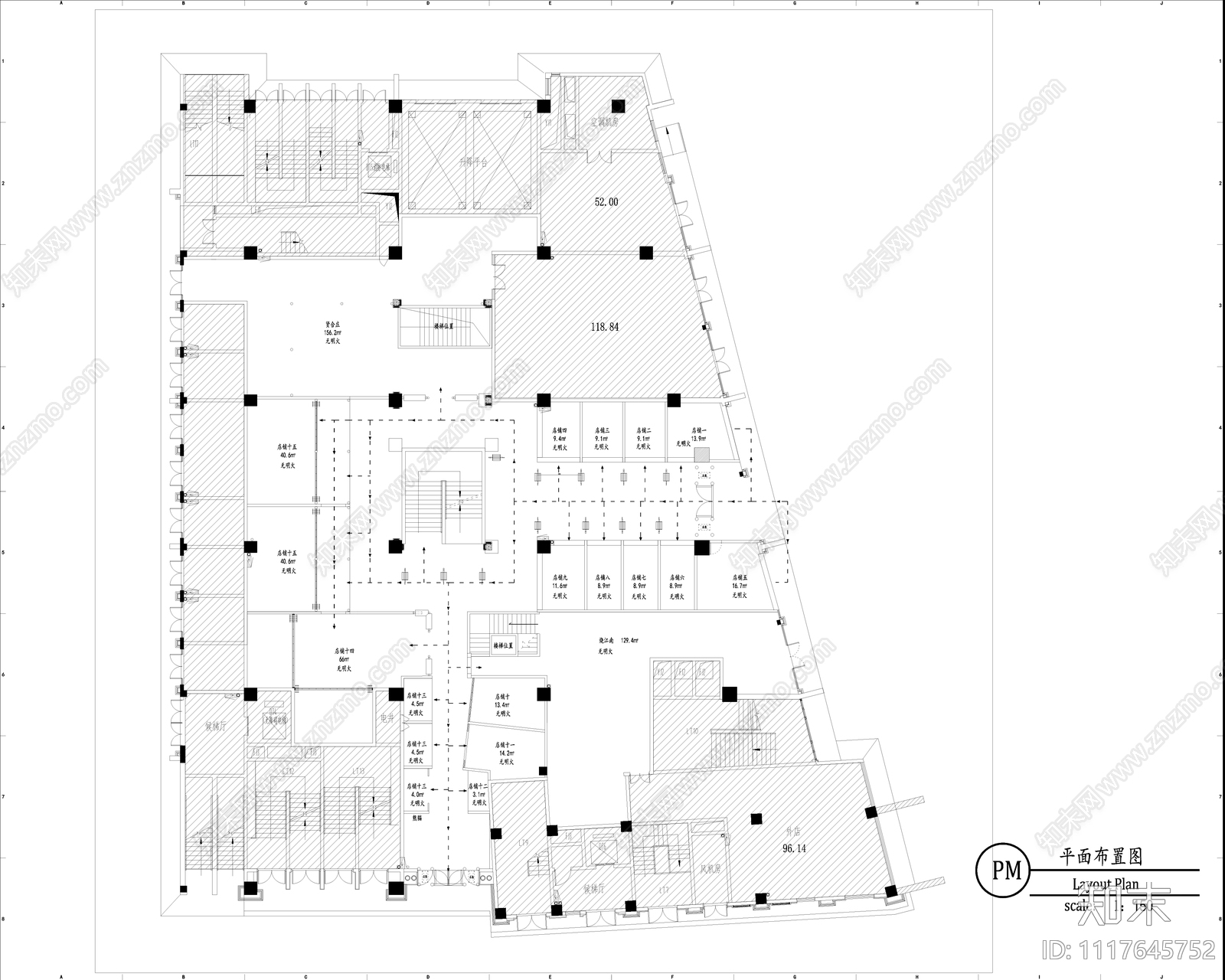 中式风格室内商业街区施工图纸cad施工图下载【ID:1117645752】