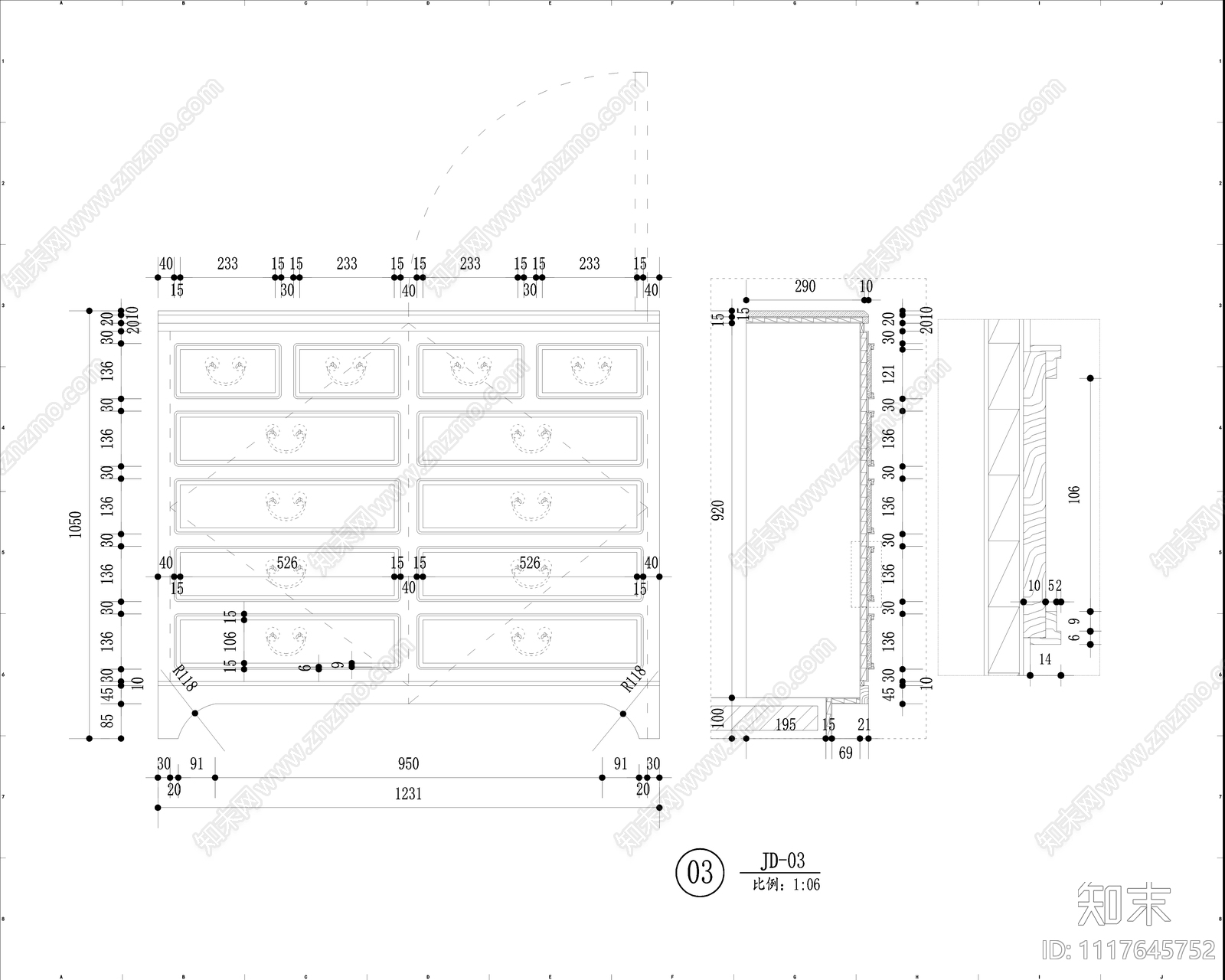 中式风格室内商业街区施工图纸cad施工图下载【ID:1117645752】