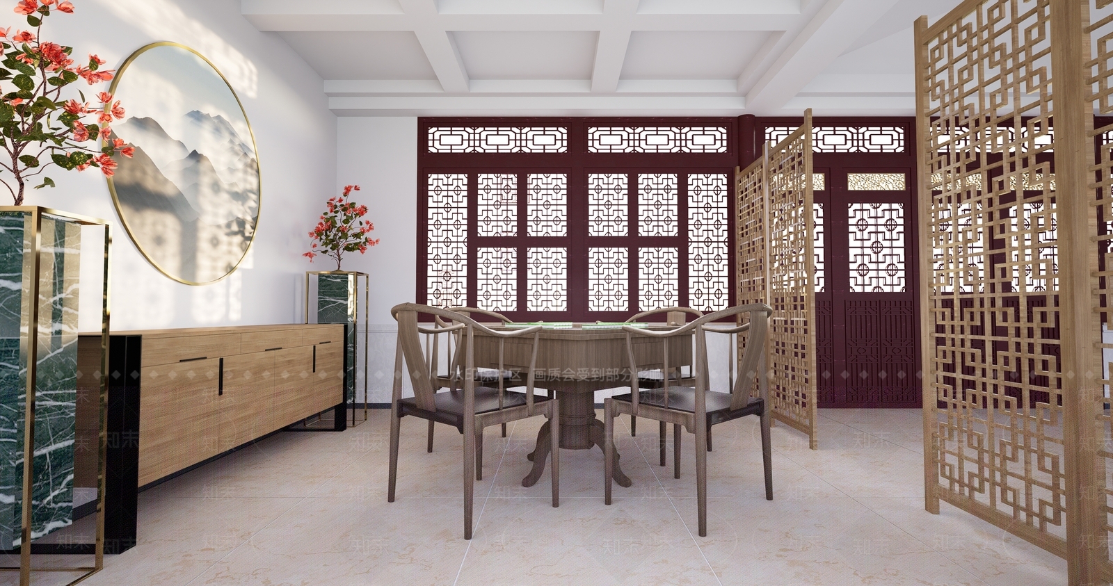 中式棋牌室SU模型下载【ID:1117525309】