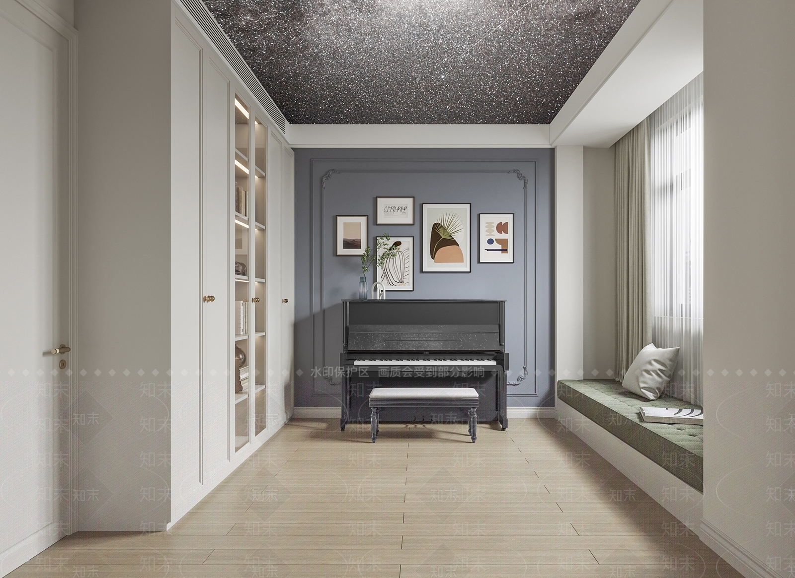 简欧钢琴房3D模型下载【ID:1117530945】