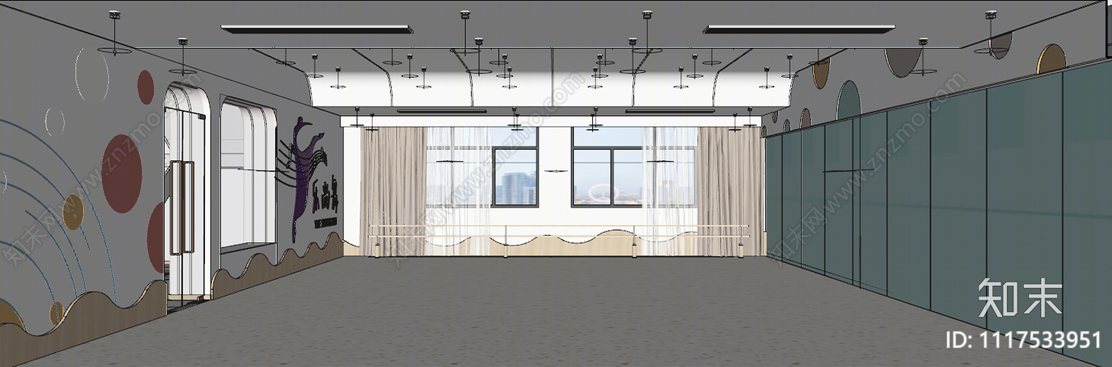 现代舞蹈教室SU模型下载【ID:1117533951】
