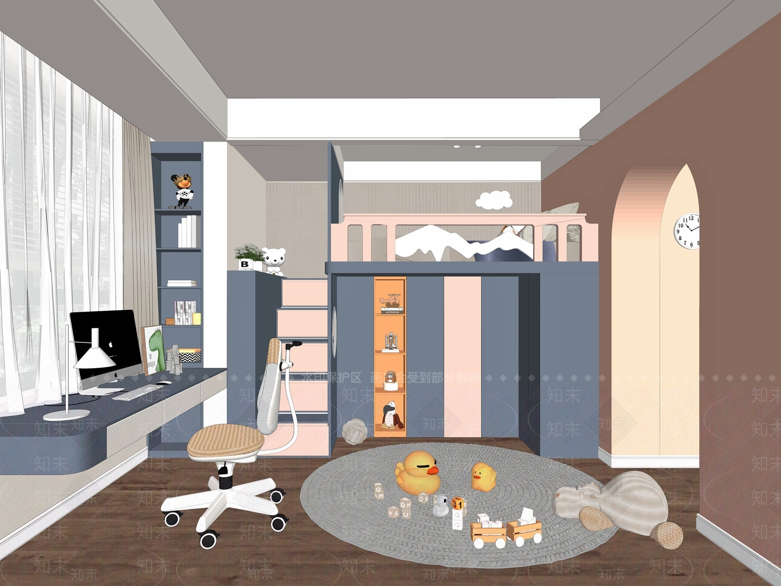 现代通用儿童房SU模型下载【ID:1117537394】