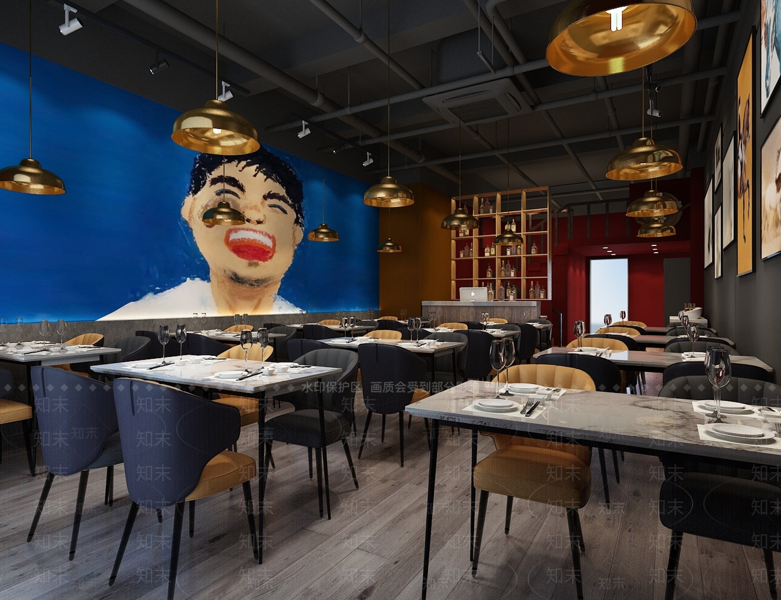工业风火锅店3D模型下载【ID:1117538187】