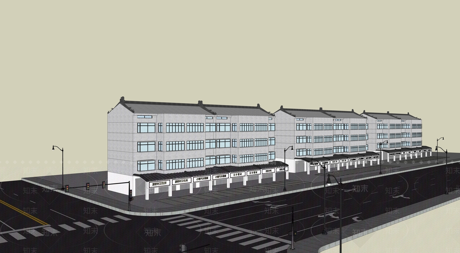 现代多层住宅SU模型下载【ID:1117538388】