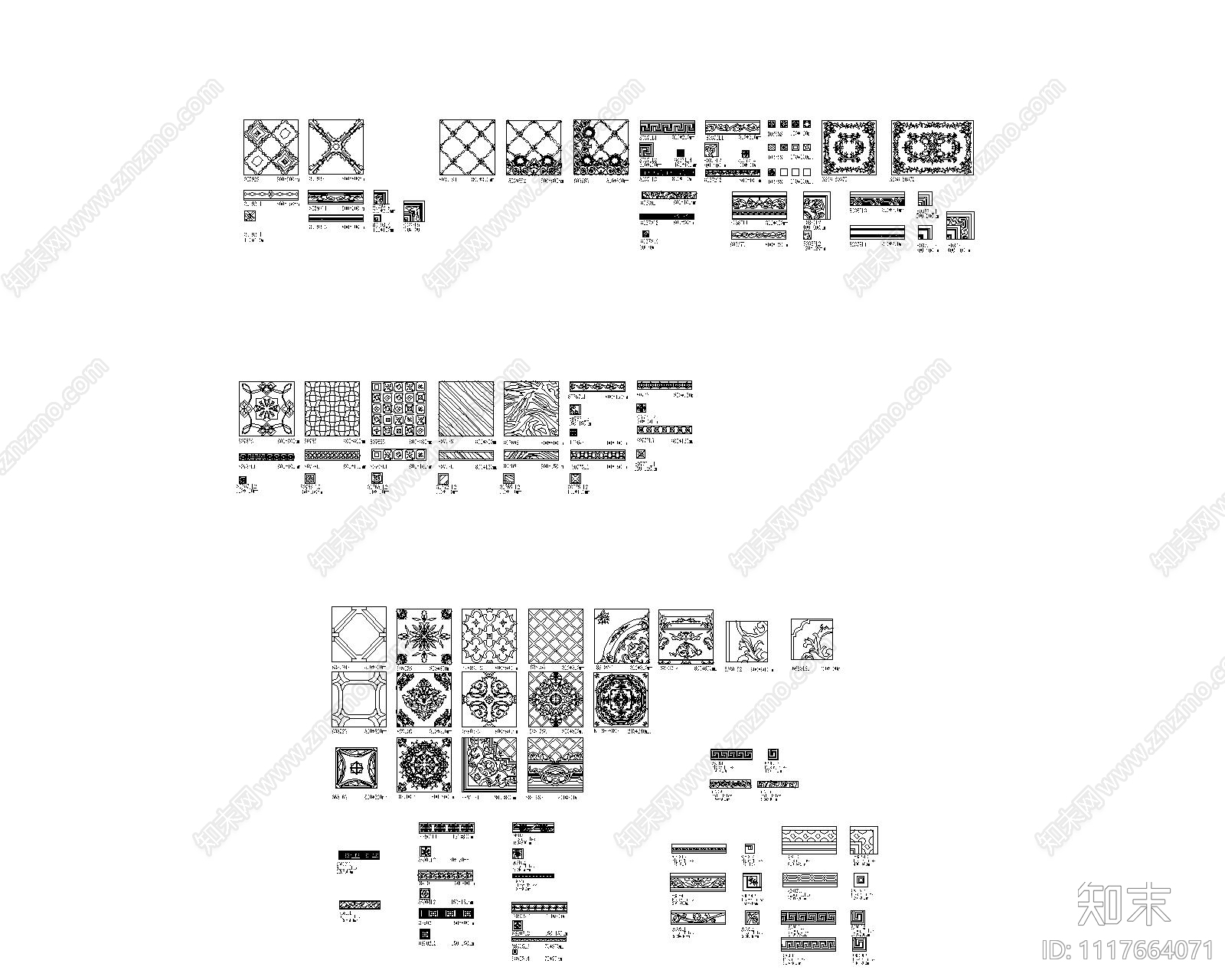 欧式简约室内拼花造型施工图下载【ID:1117664071】