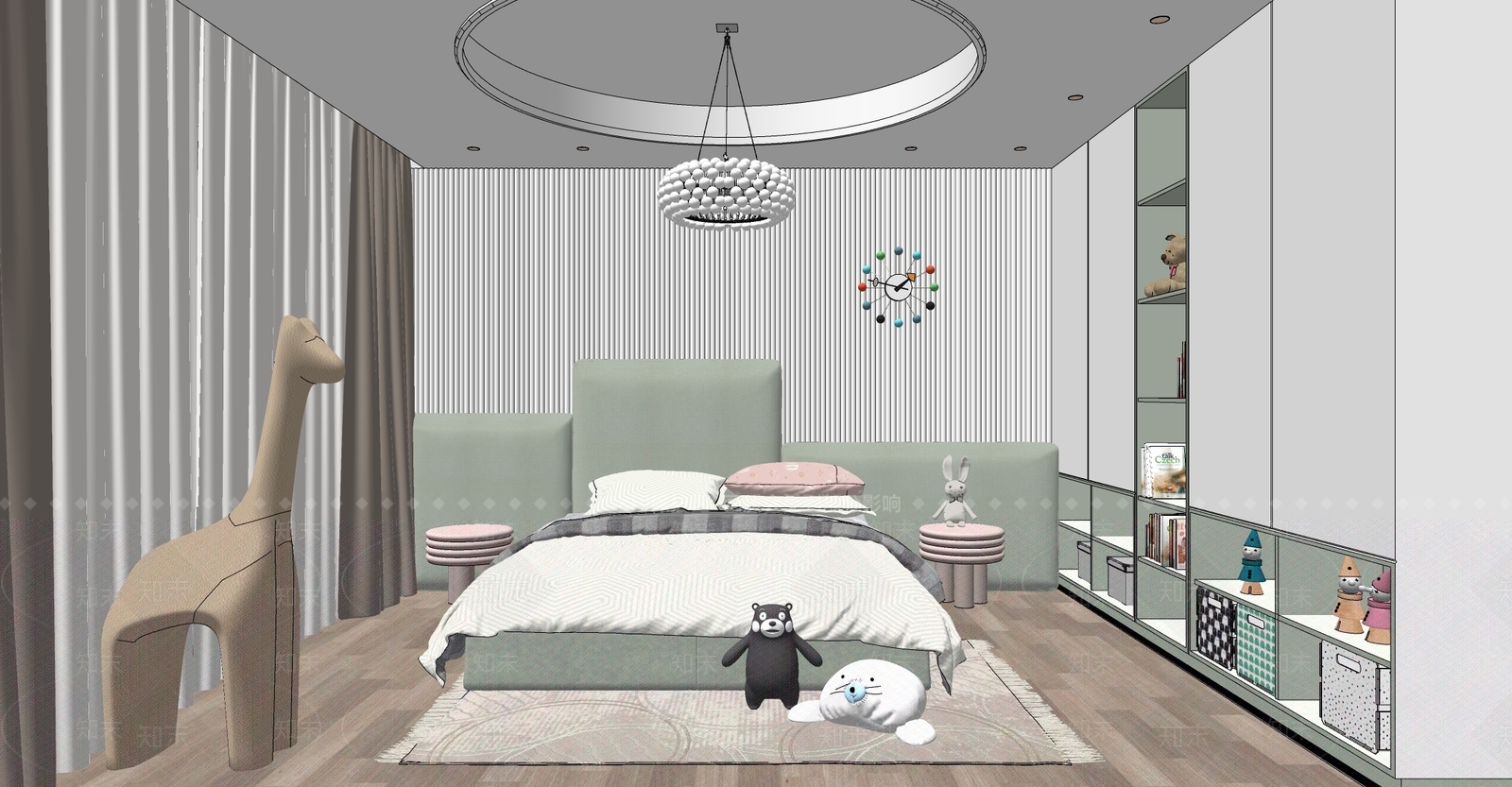 现代儿童房SU模型下载【ID:1117557629】