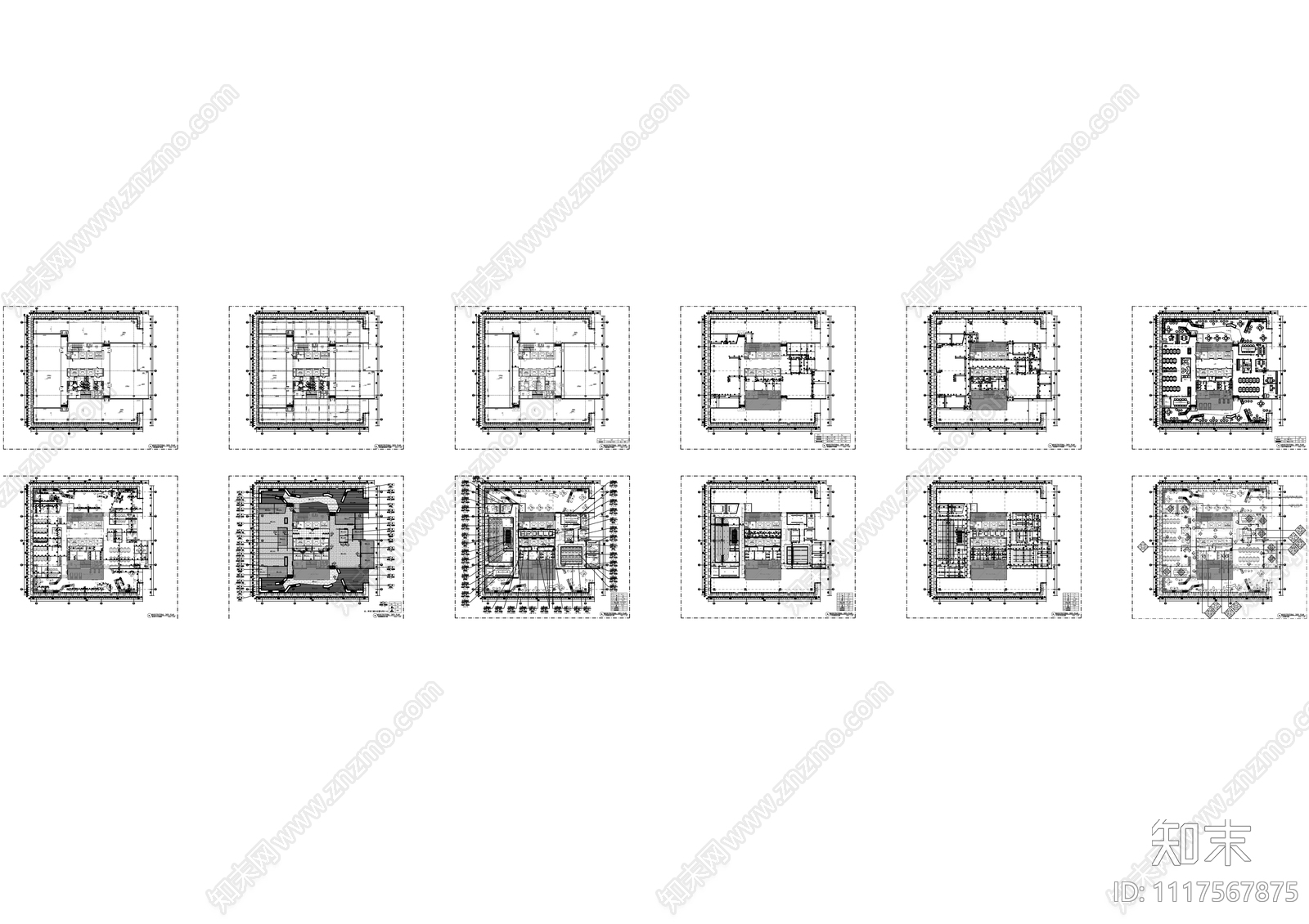 现代简约办公室平立全套CAD施工图施工图下载【ID:1117567875】