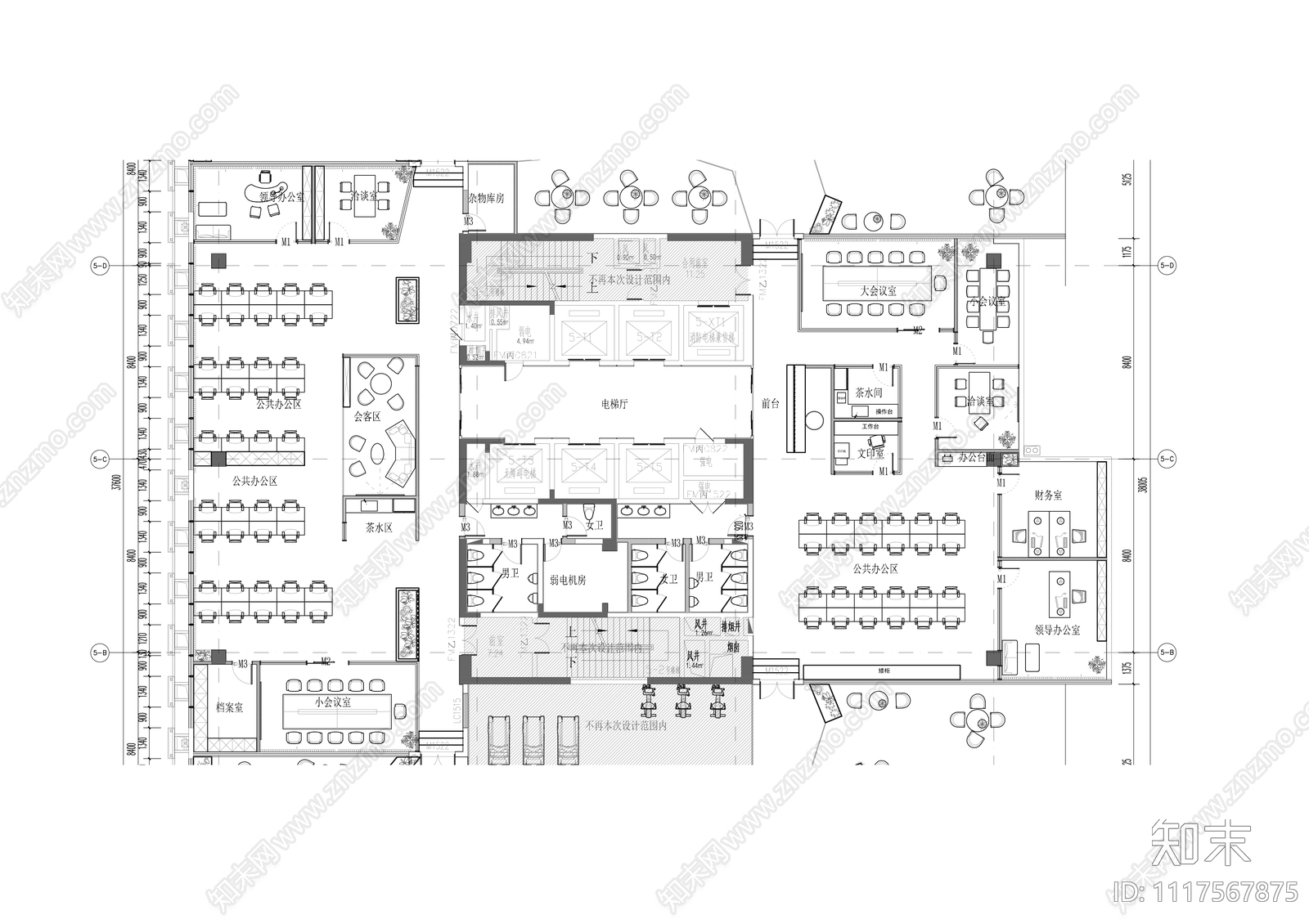 现代简约办公室平立全套CAD施工图施工图下载【ID:1117567875】