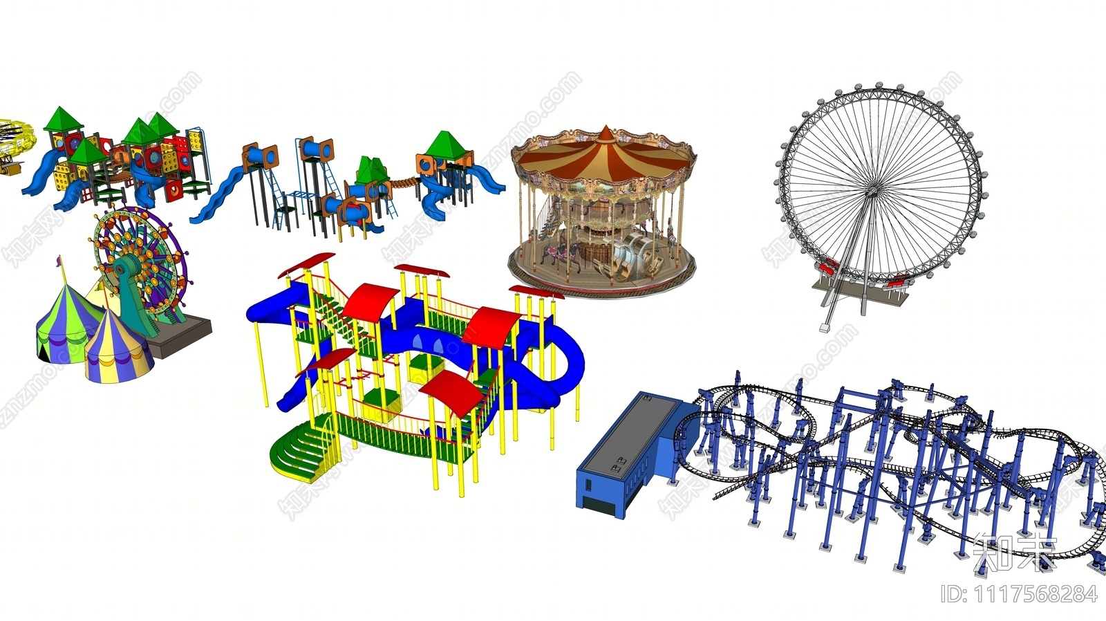 儿童游乐设施合集SU模型下载【ID:1117568284】